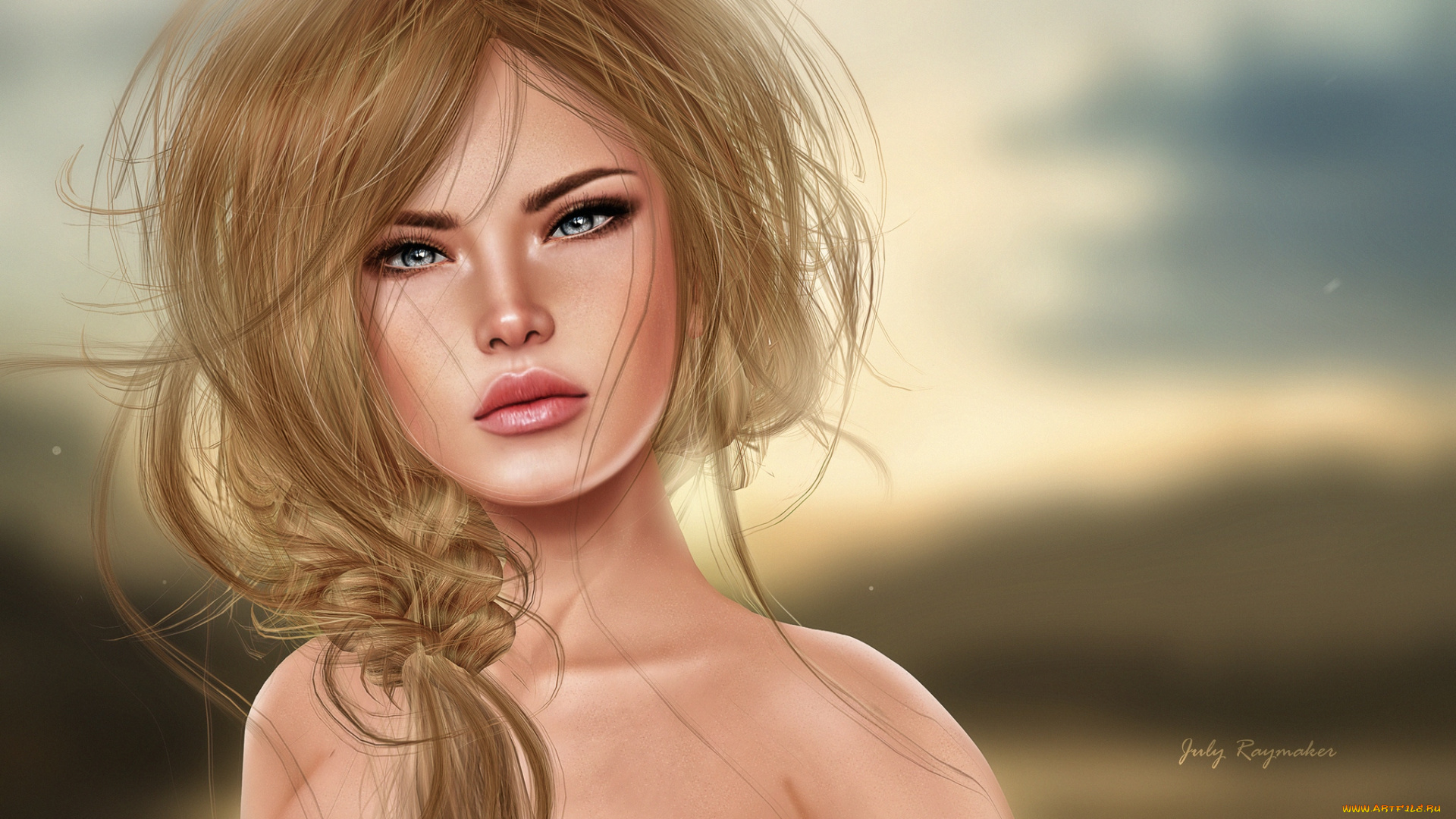 3д, графика, portraits, , портрет, блондинка