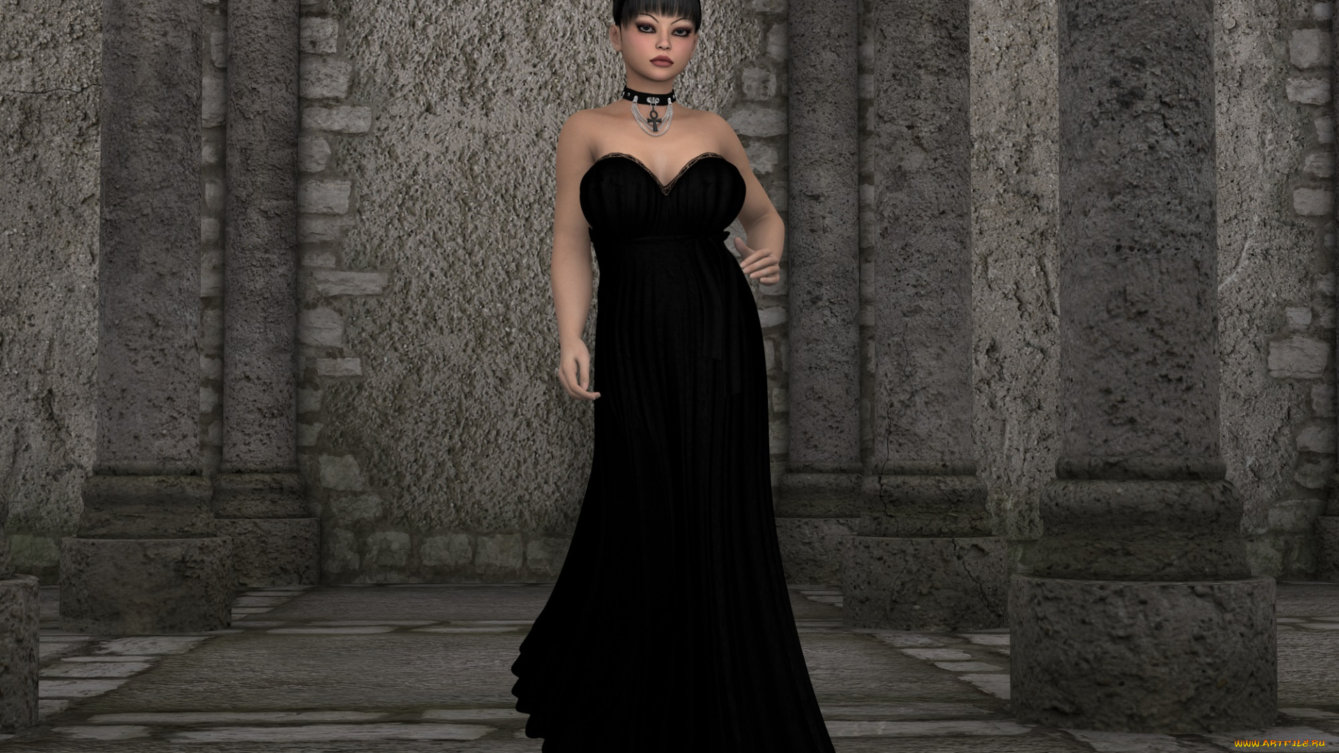 aurore, 3д, графика, people, , люди, платье, взгляд, девушка