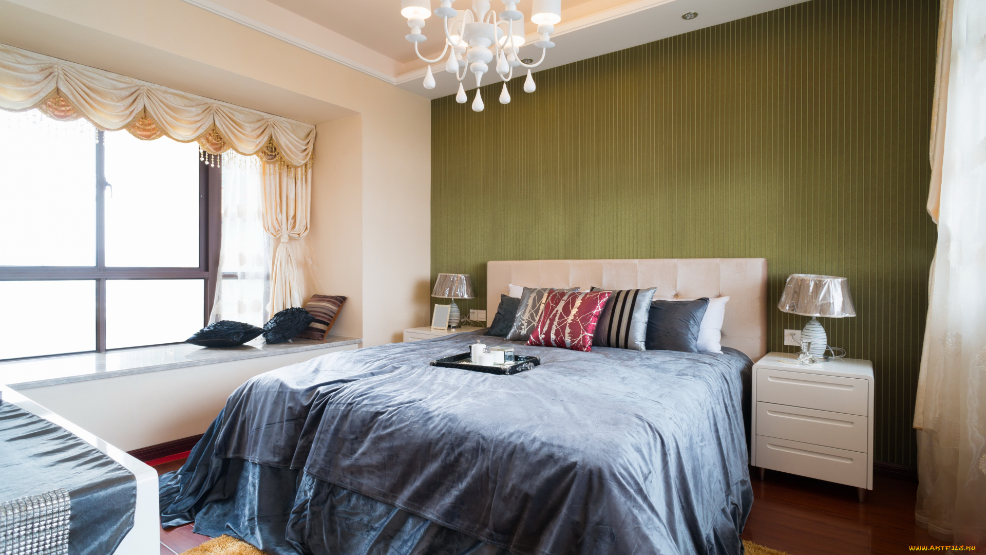 интерьер, спальня, подушки, кровать