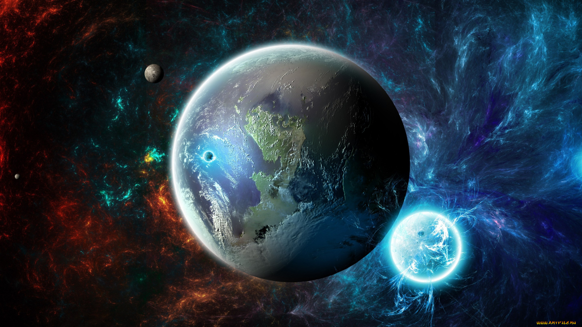 космос, арт, пространство, вселенная, туманность, звезды, пленета