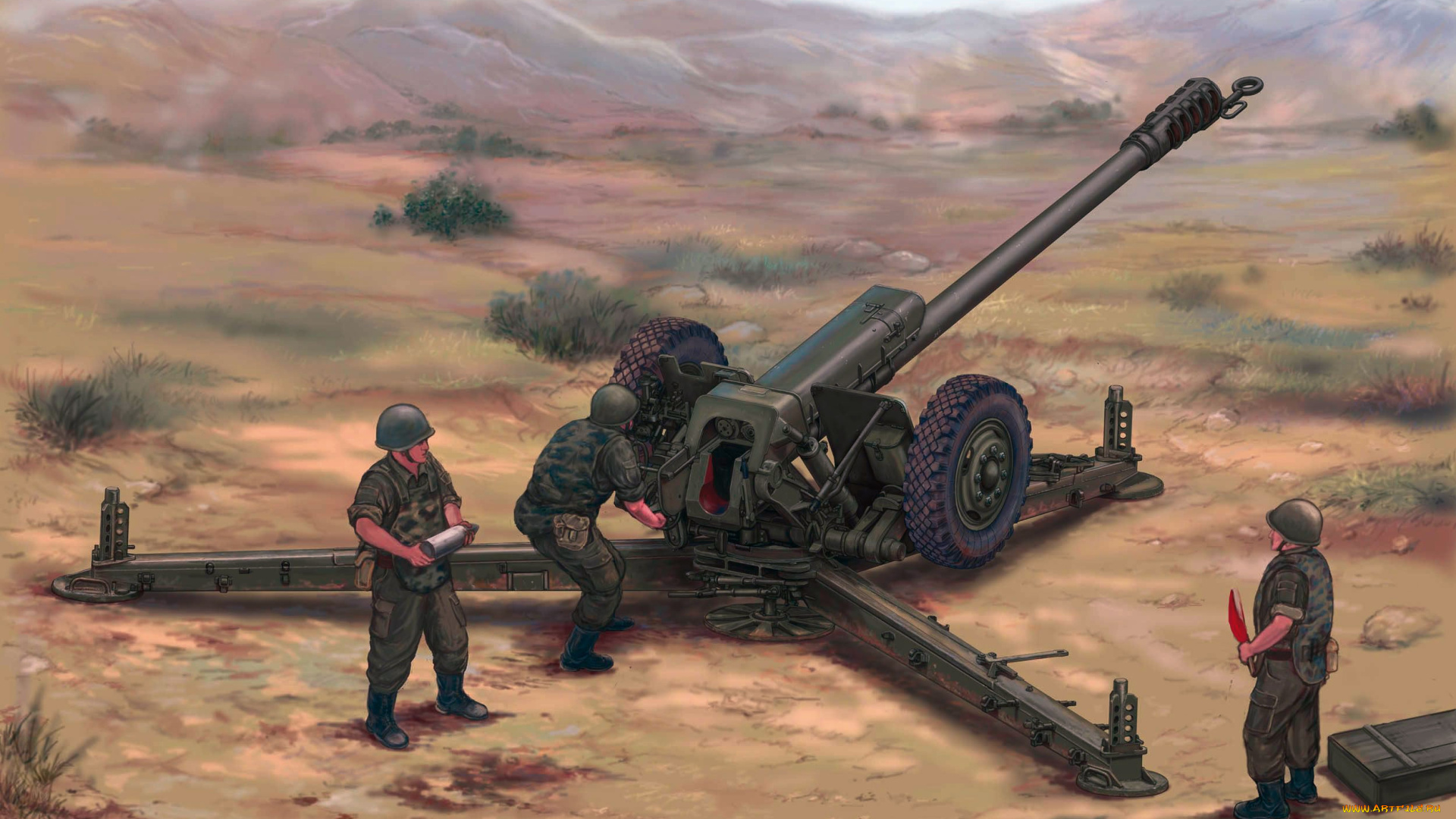 рисованные, армия, пушка