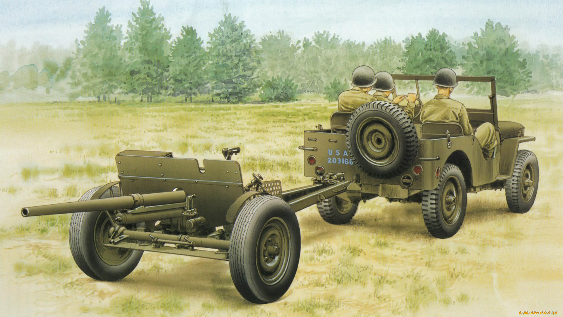 рисованные, армия, пушка, автомобиль