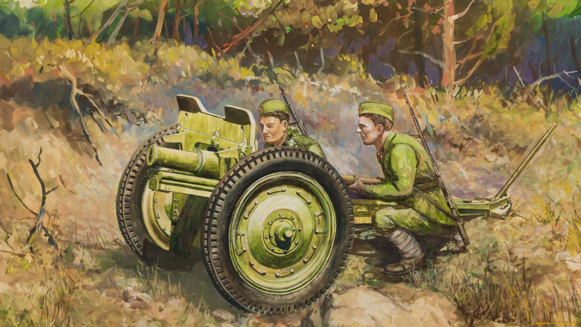 рисованные, армия, пушка, солдат