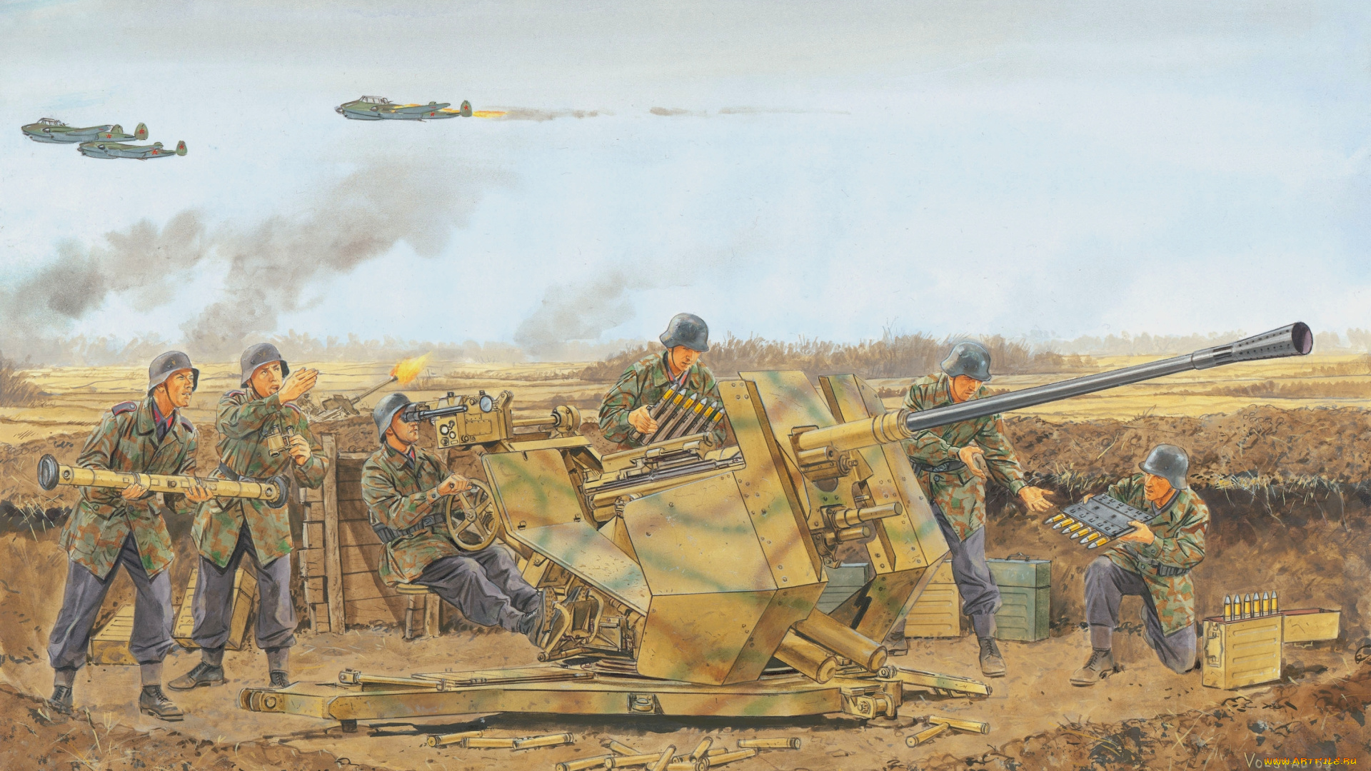 рисованные, армия, солдаты, пушка