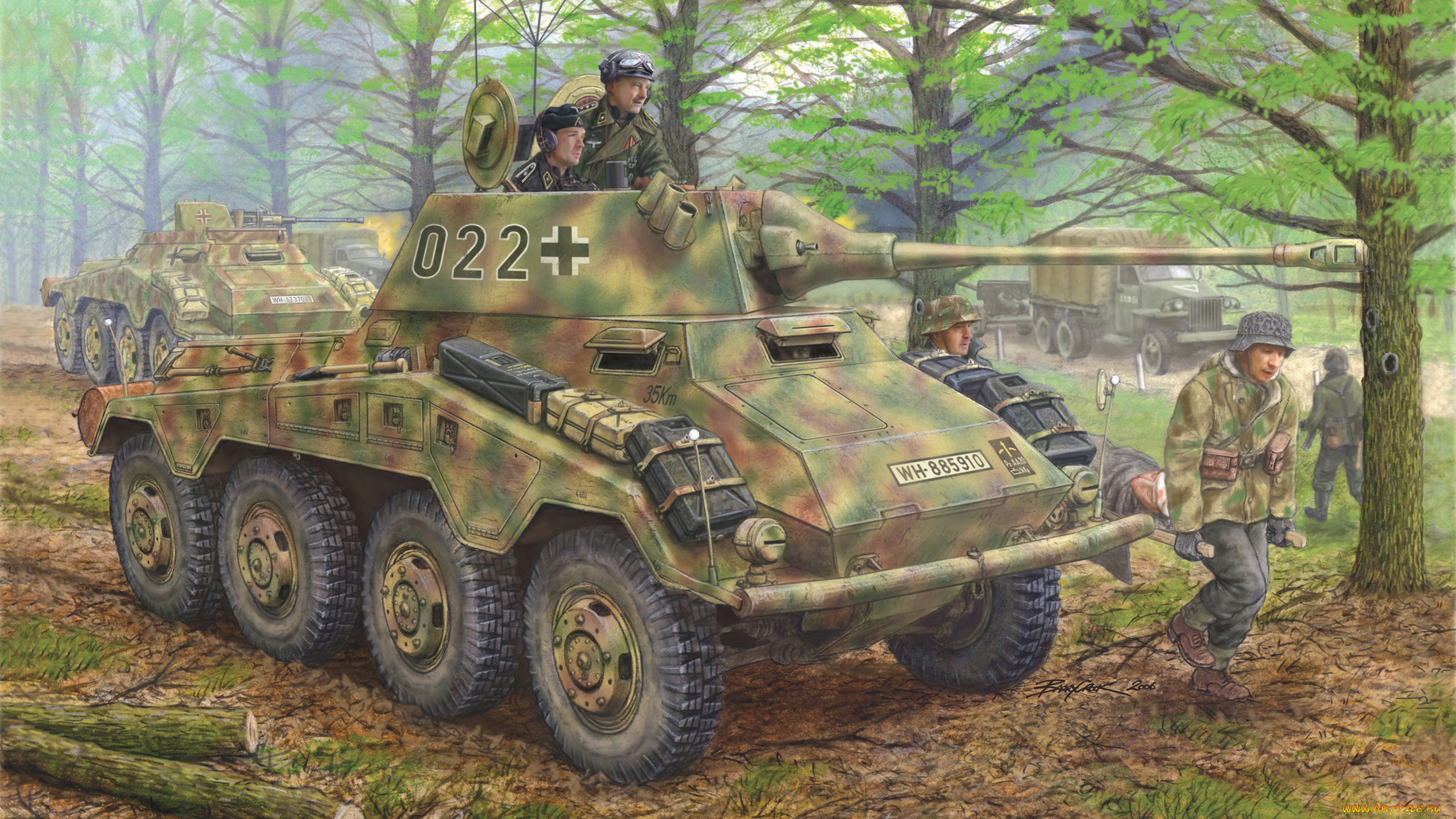 рисованные, армия, танк