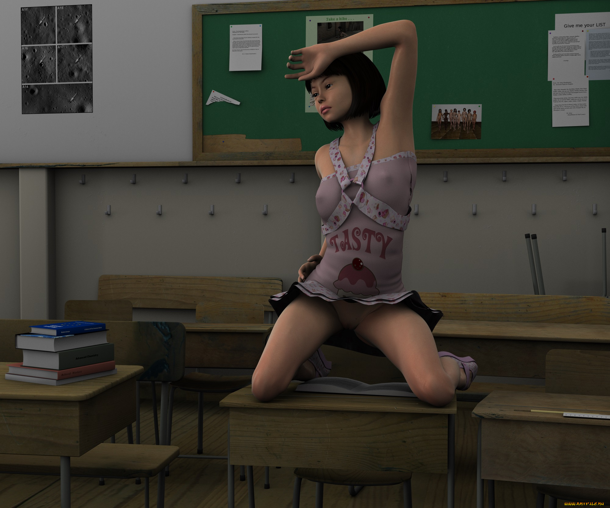 3д, графика, people, , люди, платье, девушка, стол