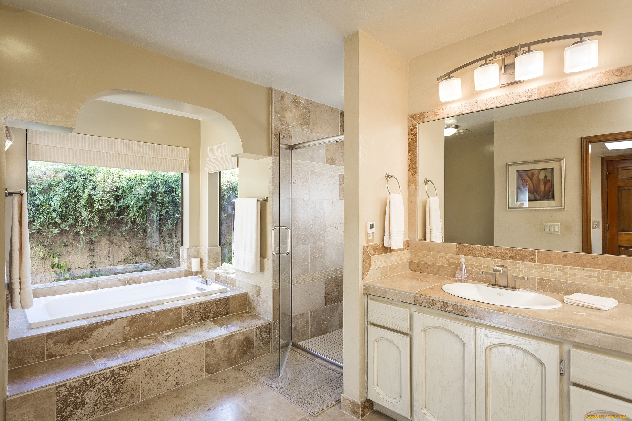 интерьер, ванная, и, туалетная, комнаты, ванна