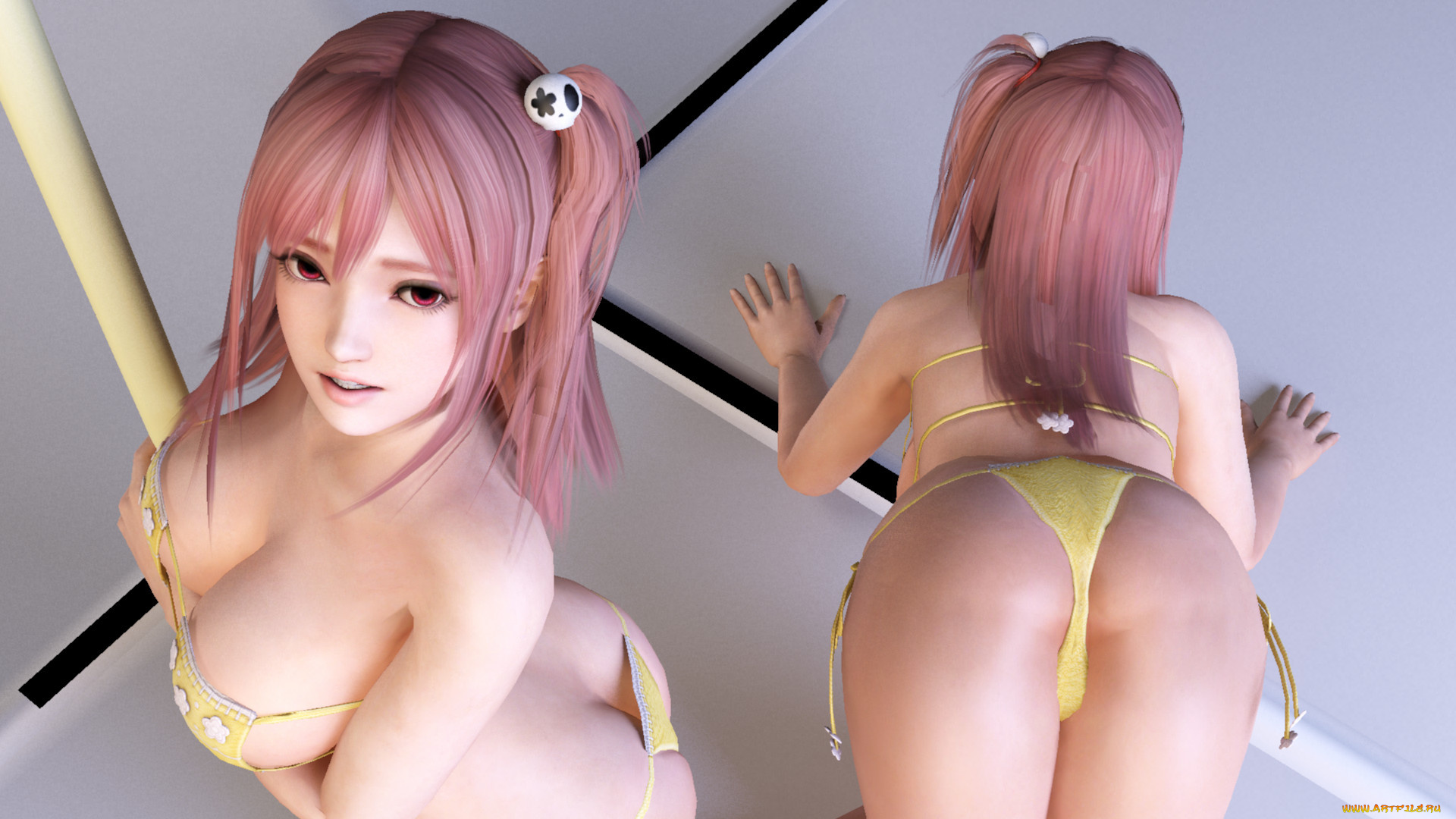 3д, графика, аниме, , anime, девушка, попа, фон, взгляд