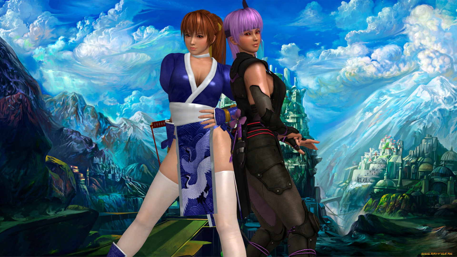 3д, графика, аниме, , anime, фон, взгляд, девушки