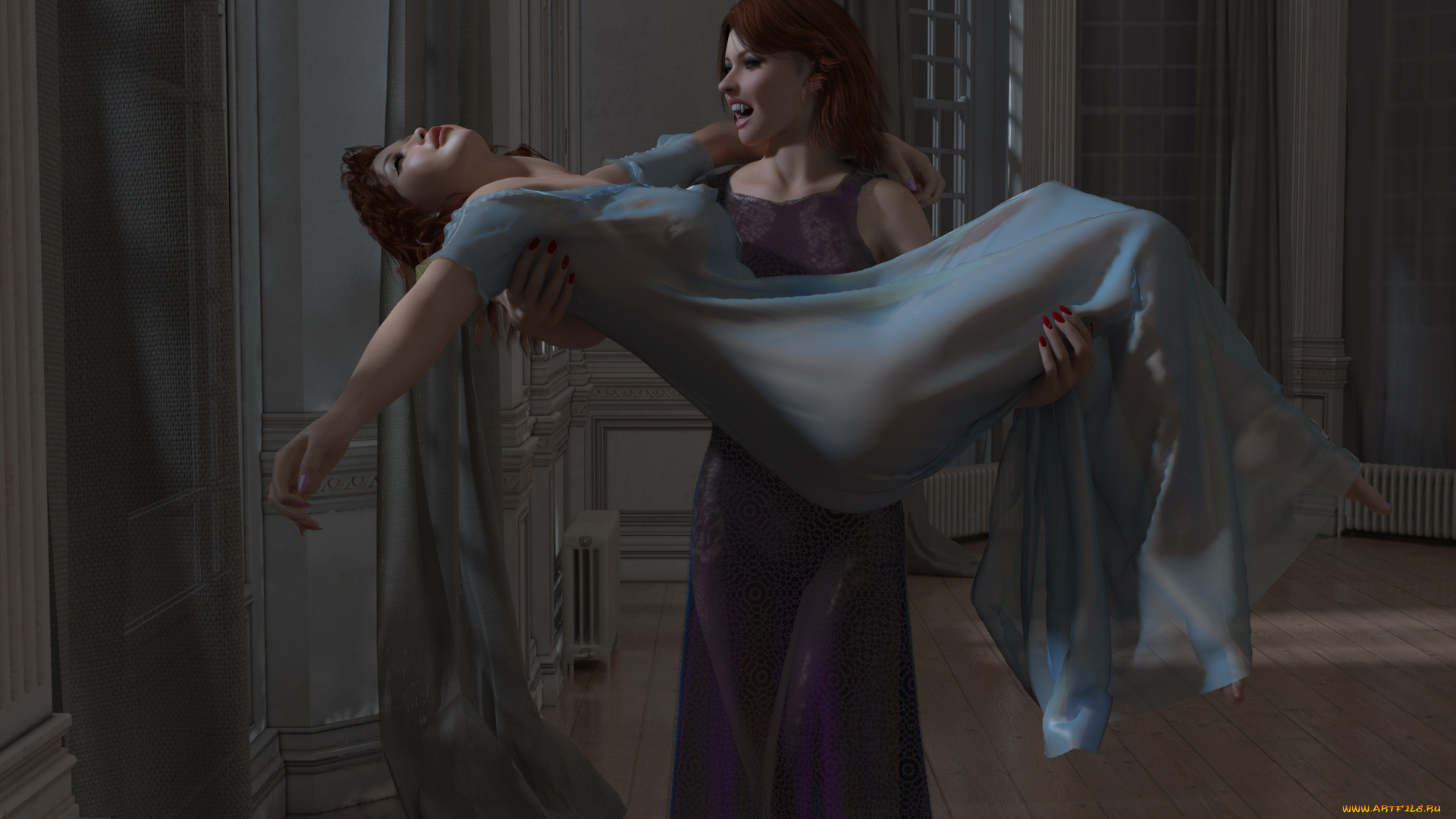 3д, графика, фантазия, , fantasy, фон, взгляд, девушки, вампир