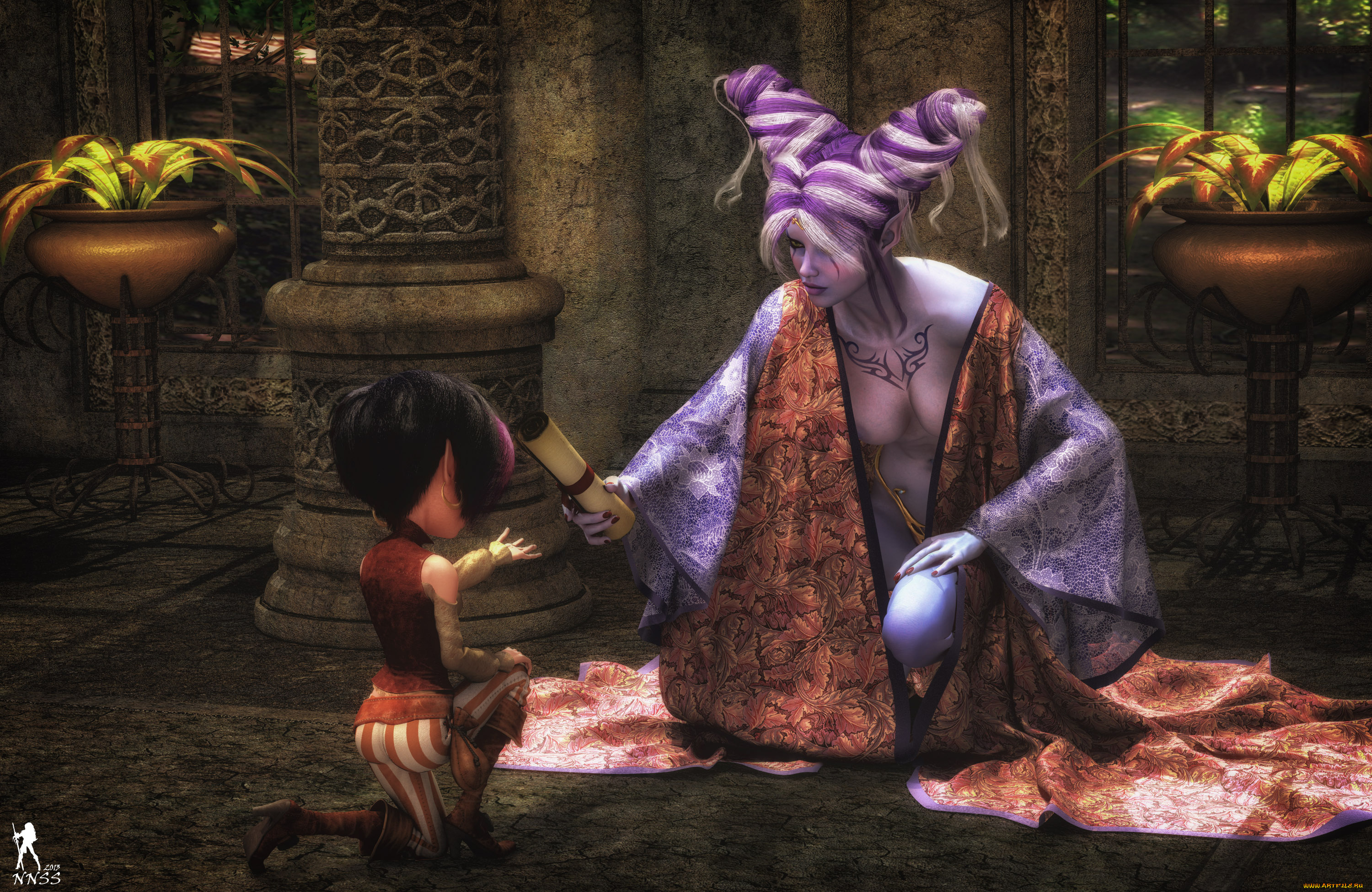 эротика, существа, грудь, фон, взгляд, девушка