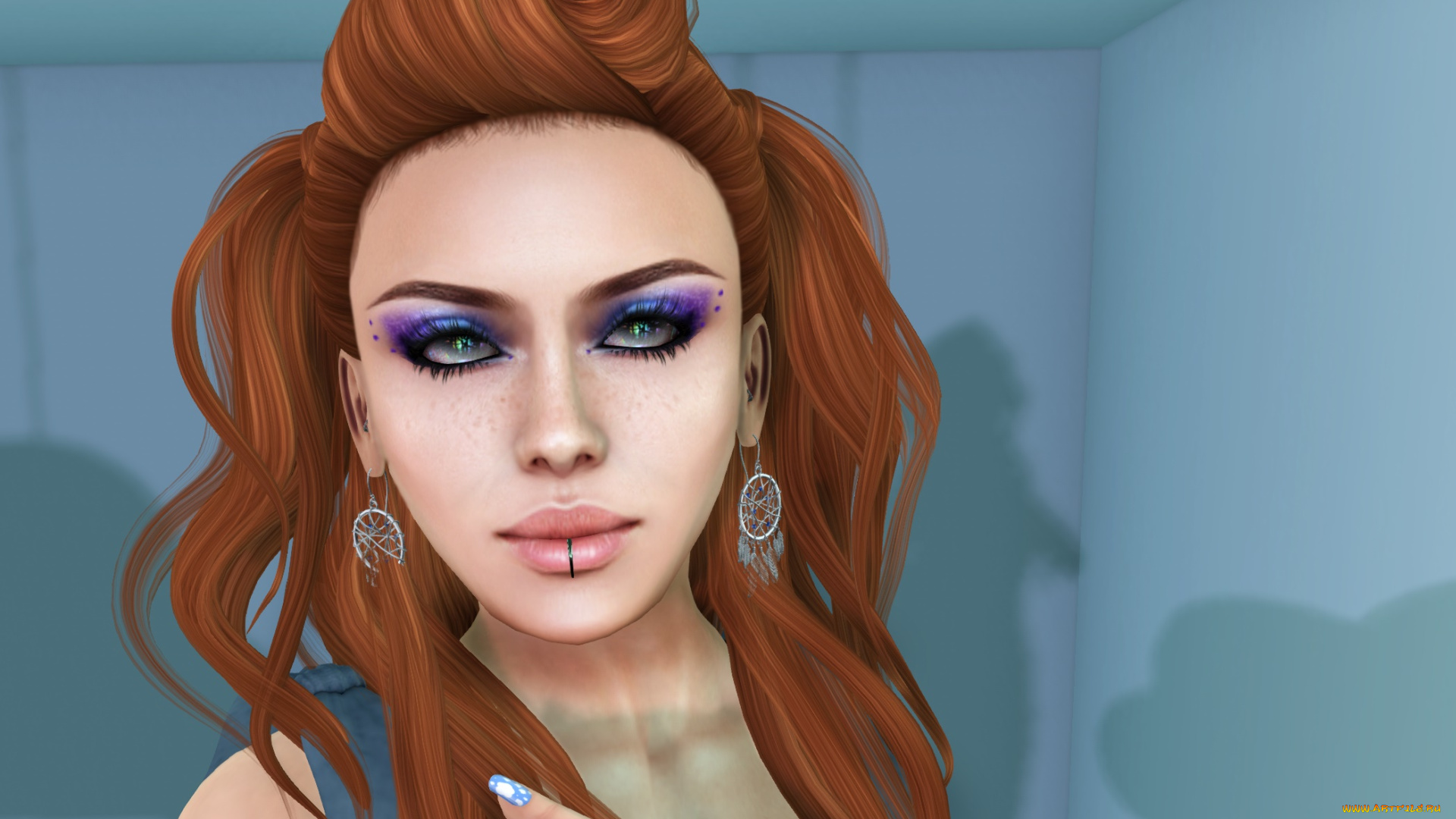 3д, графика, портрет, , portraits, девушка, взгляд, фон, рыжая