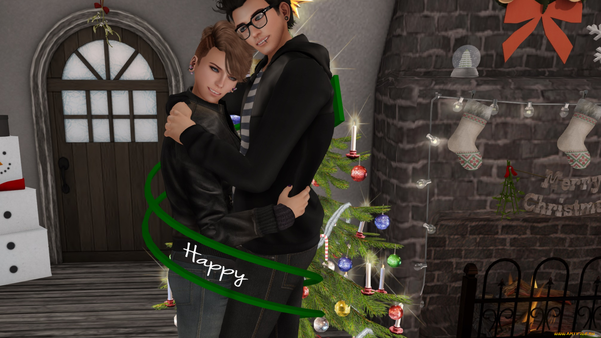 3д, графика, праздники, , holidays, парень, фон, взгляд, девушка