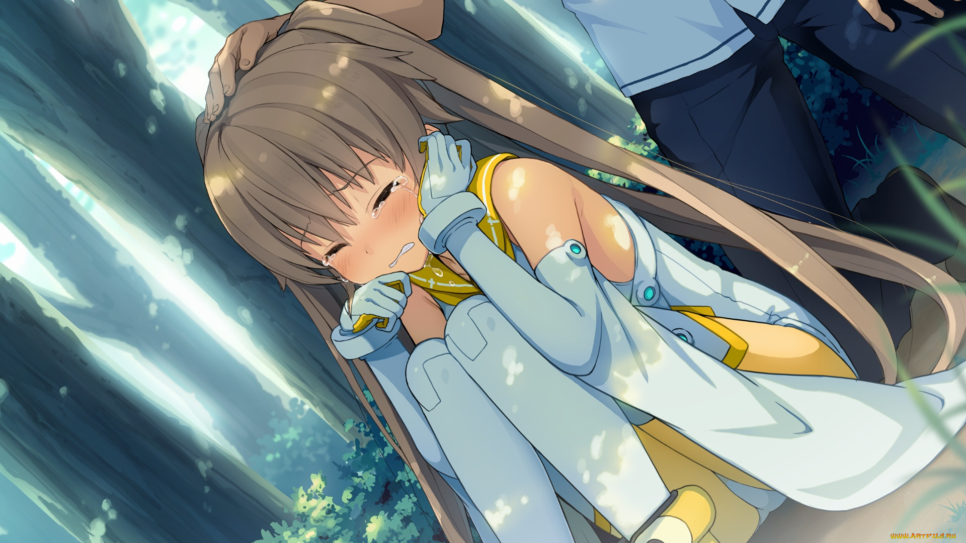 аниме, aokana, девушка, взгляд, фон