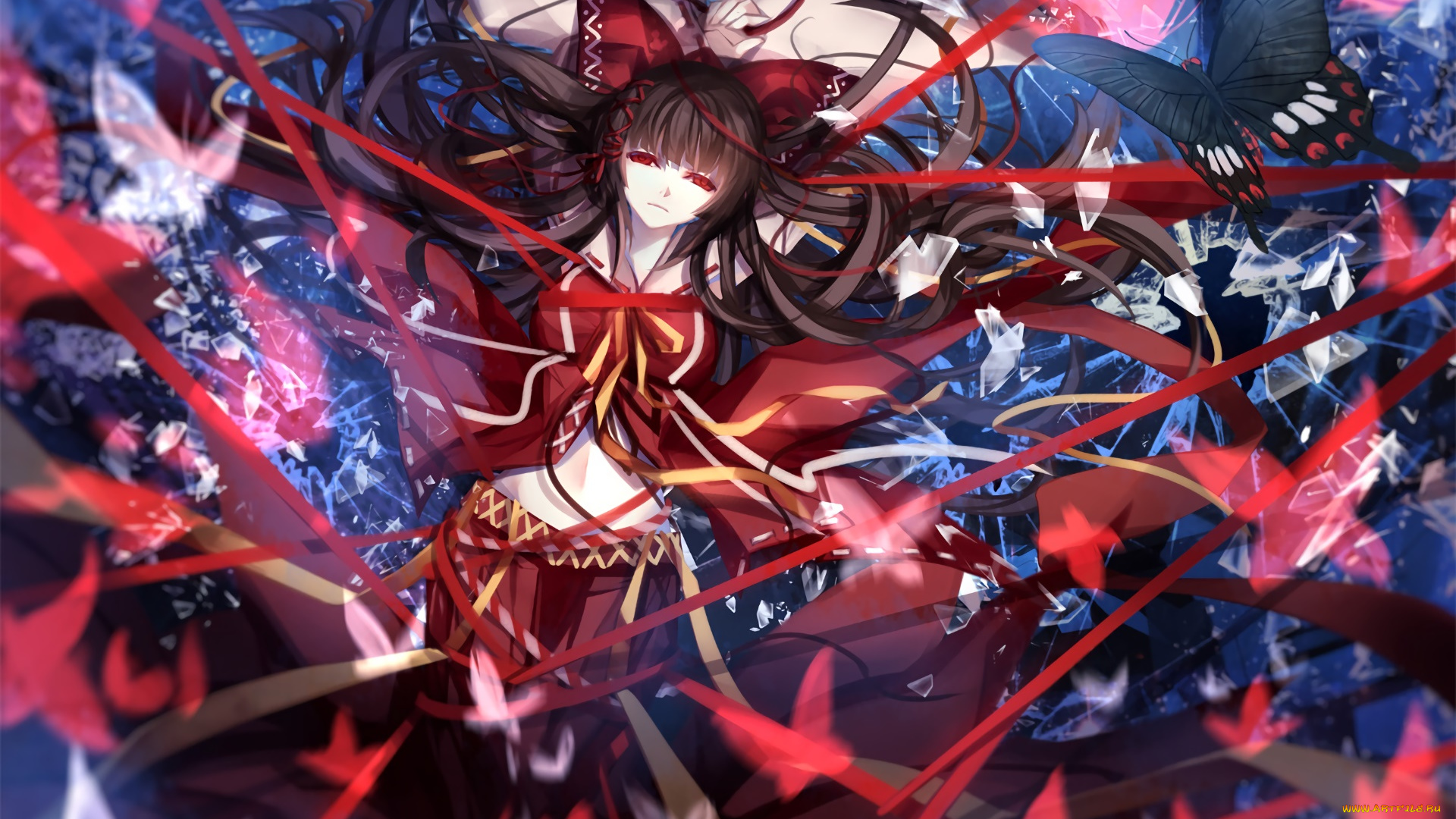 аниме, touhou, взгляд, девушка, фон