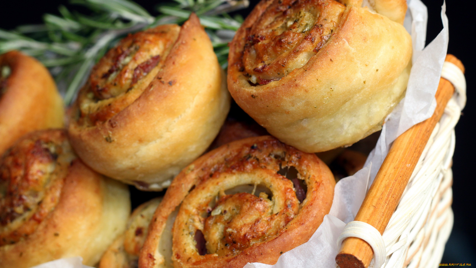 еда, хлеб, , выпечка, розмарин, корзинка, булочки