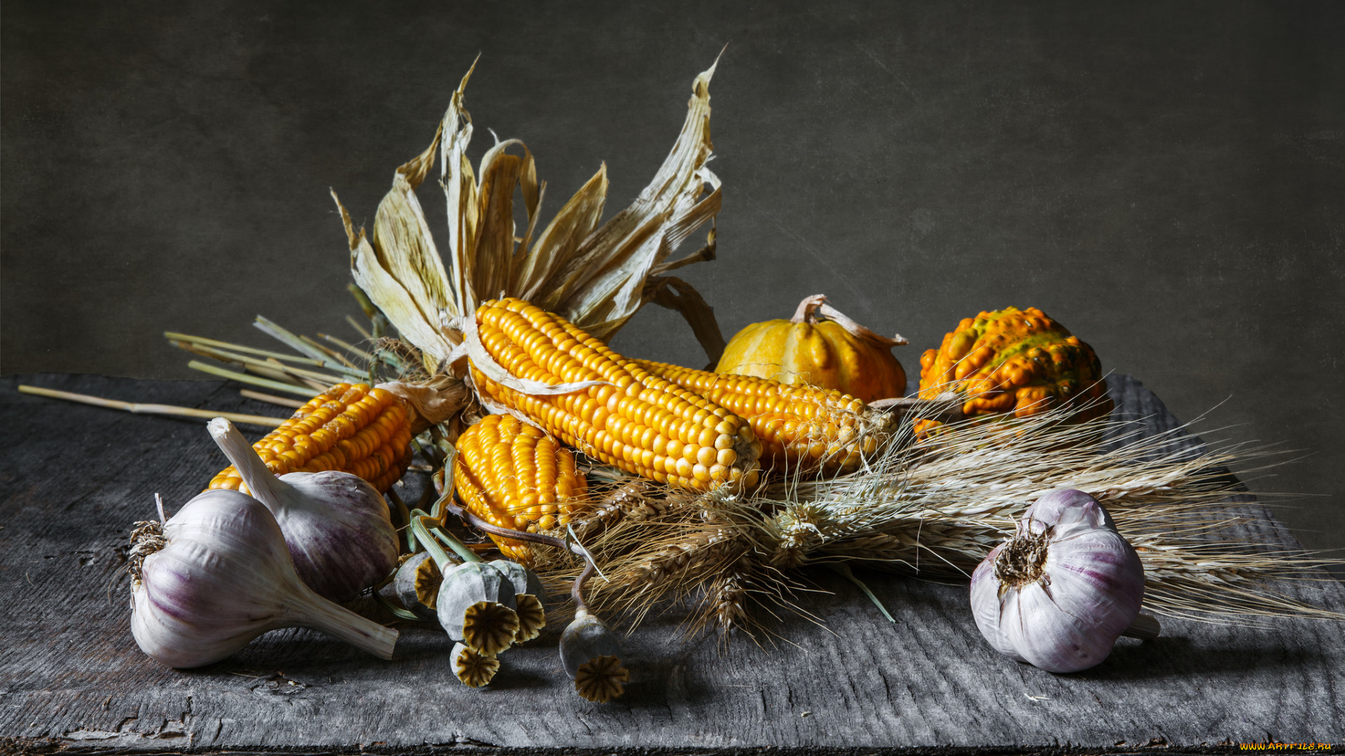 еда, овощи, кукуруза, чеснок, тыква