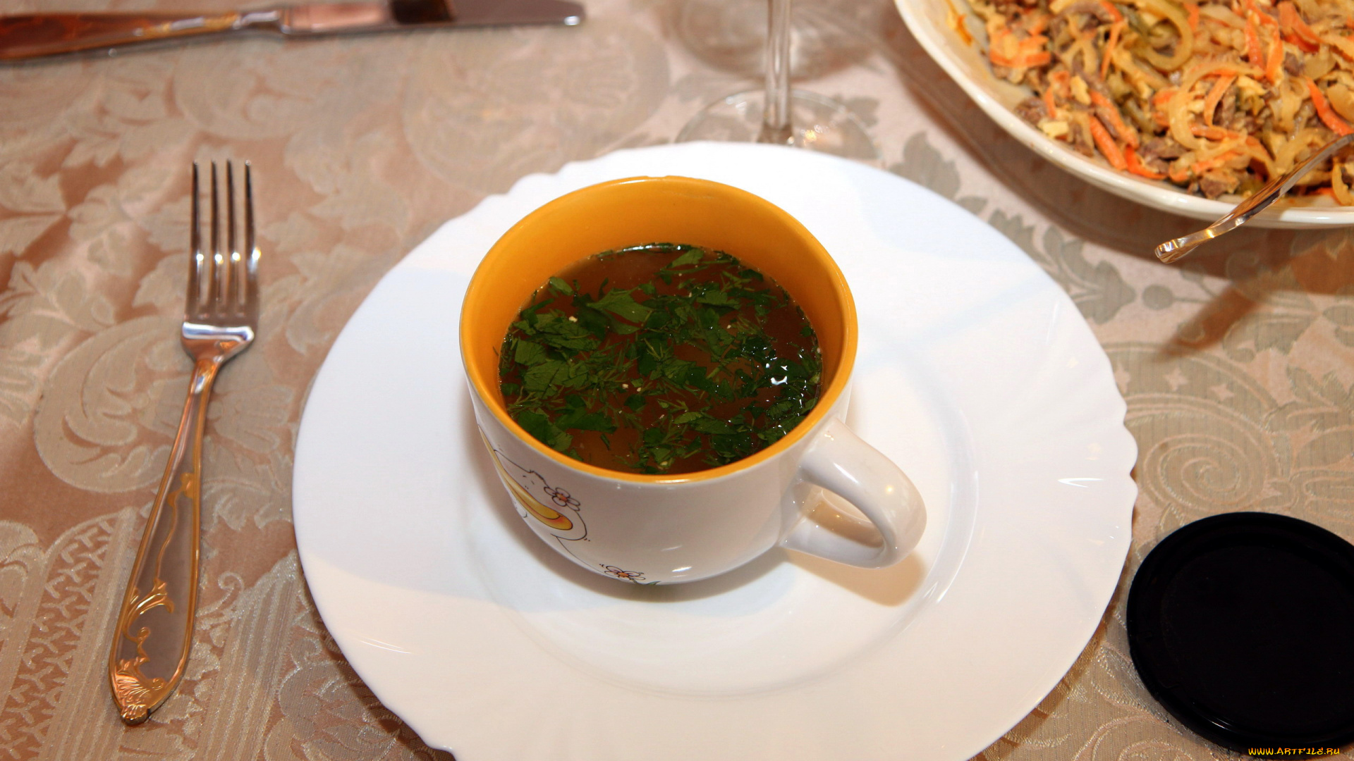 еда, зелень, бульон, чашка