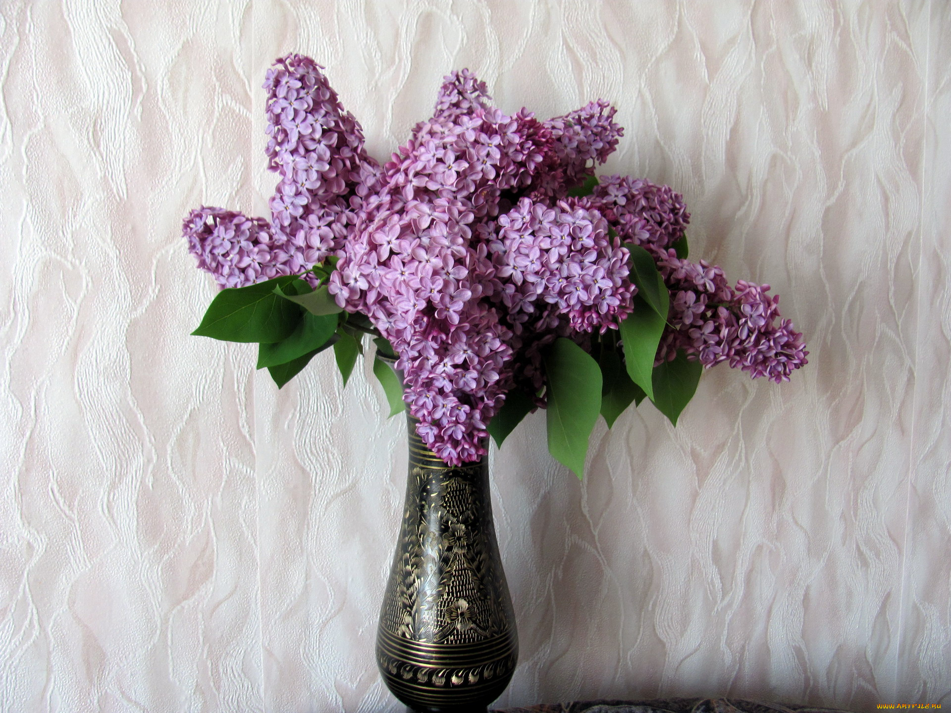 цветы, сирень, ваза, букет