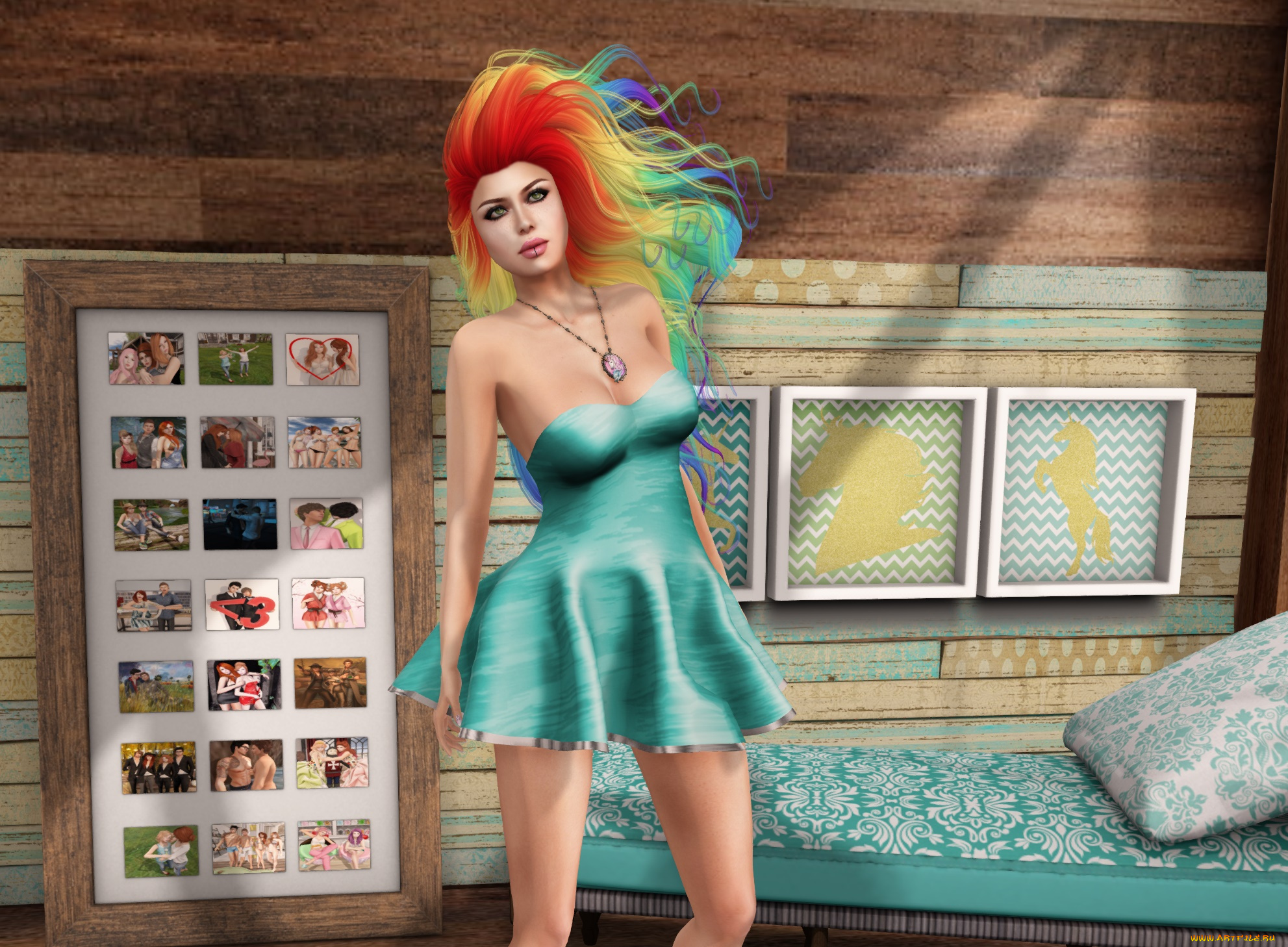 3д, графика, люди, , people, девушка, взгляд, фон, рыжая