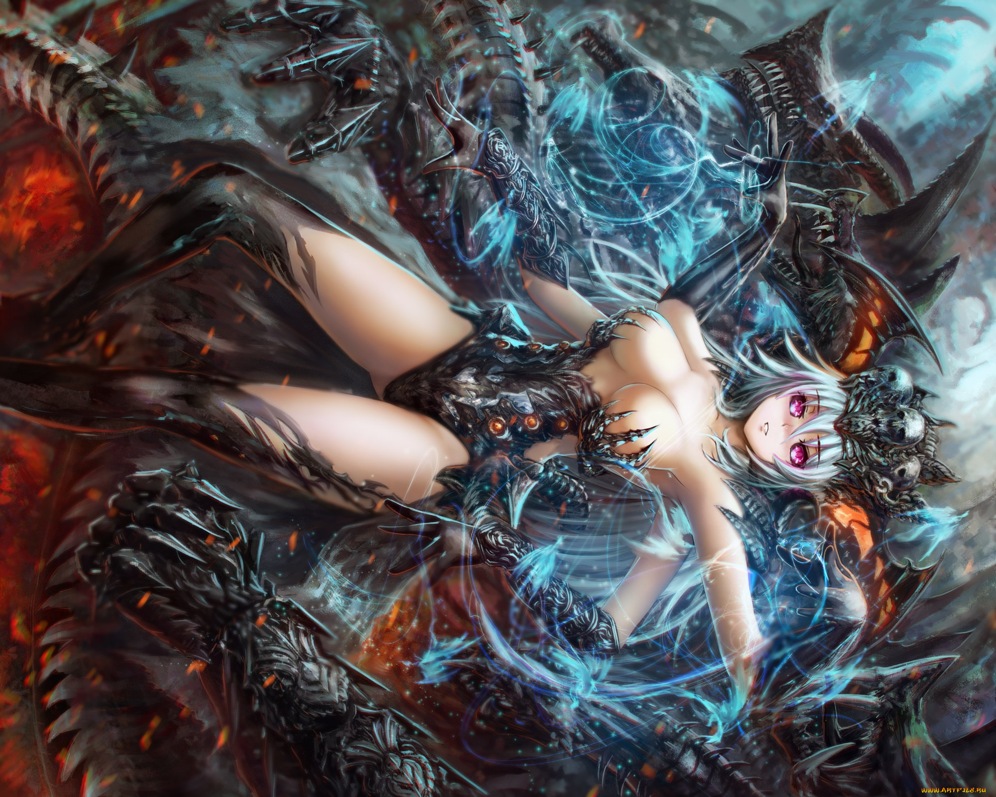 аниме, животные, , существа, дракон, девушка