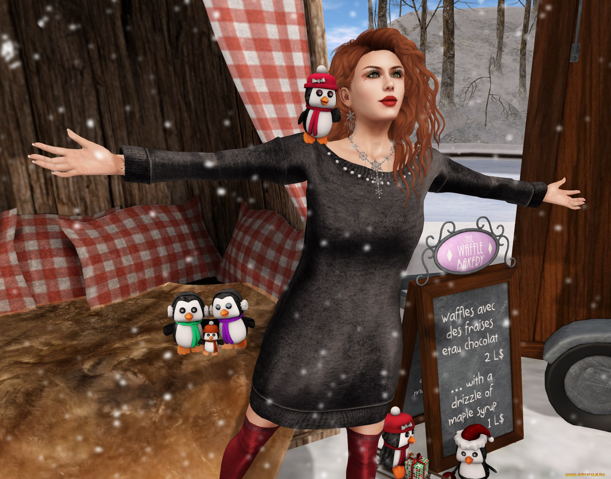 3д, графика, люди, , people, девушка, взгляд, фон, рыжая, интерьер