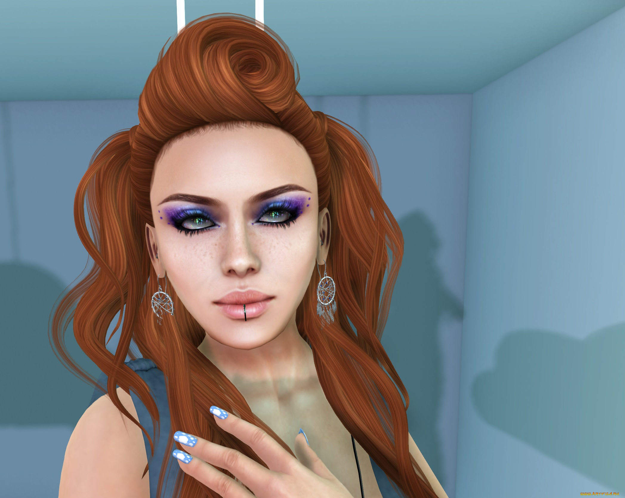 3д, графика, портрет, , portraits, девушка, взгляд, фон, рыжая