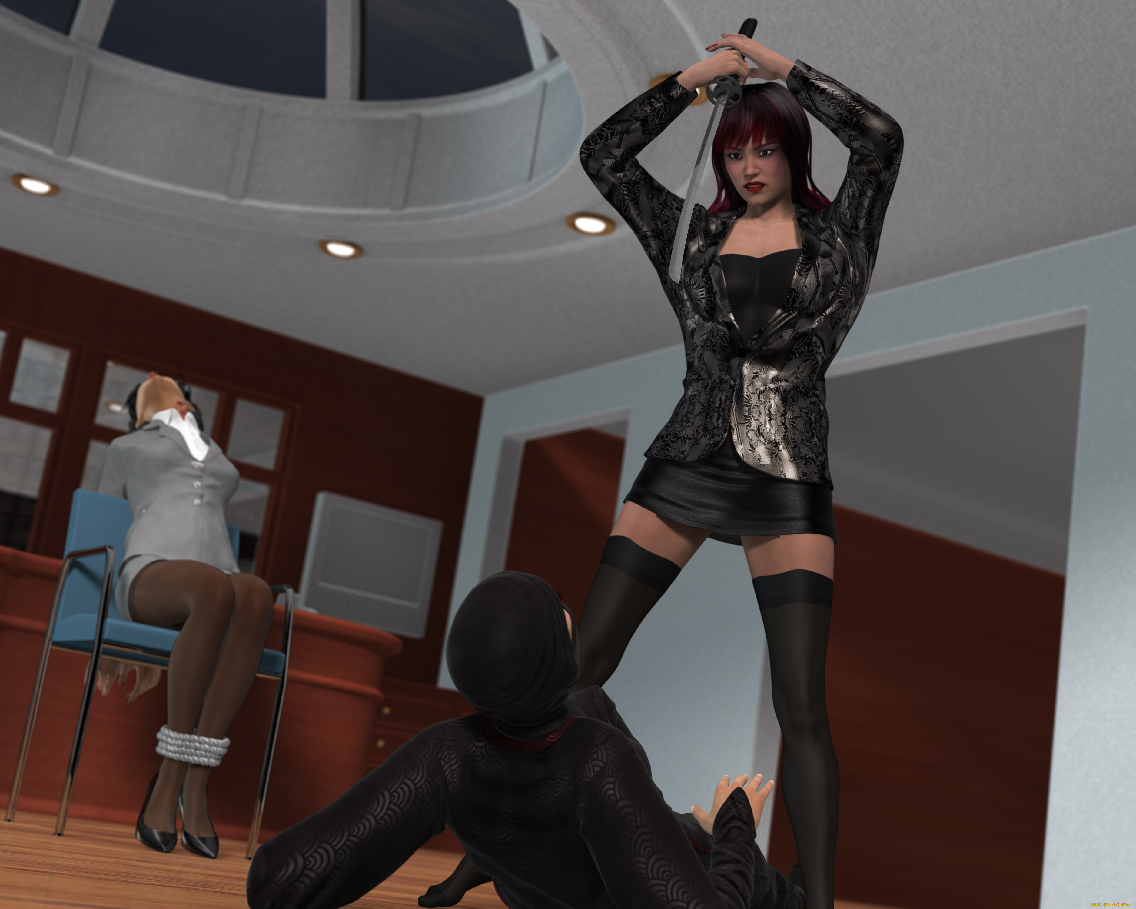 ninja, story, revenge, 3д, графика, фантазия, , fantasy, фон, взгляд, оружие, девушка