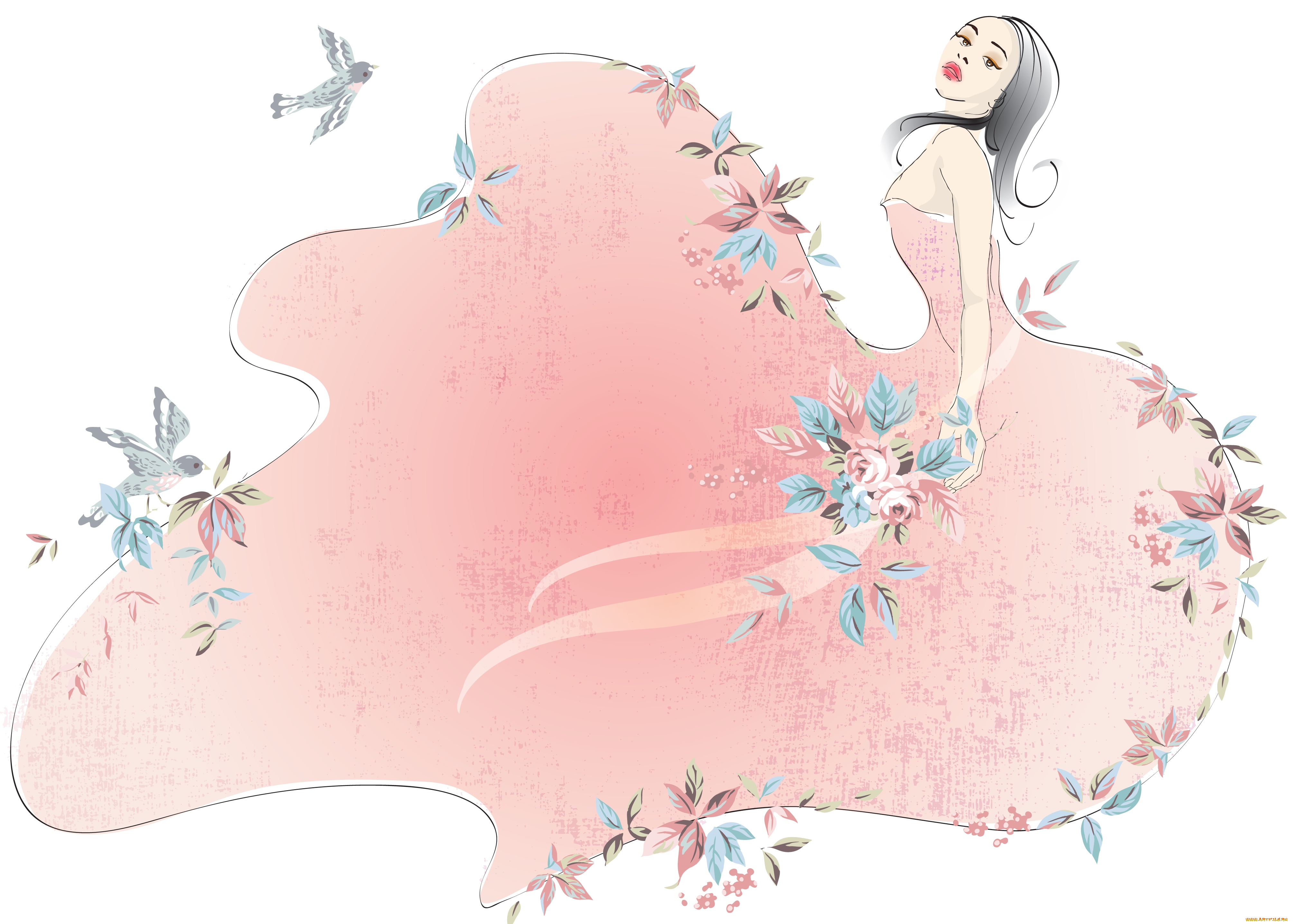 векторная, графика, девушки, , girls, фон, взгляд, девушка