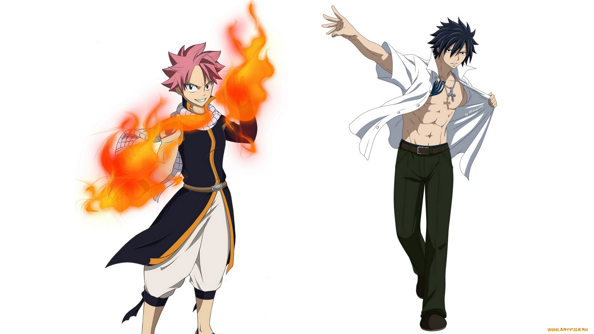 аниме, fairy, tail, нацу, грей