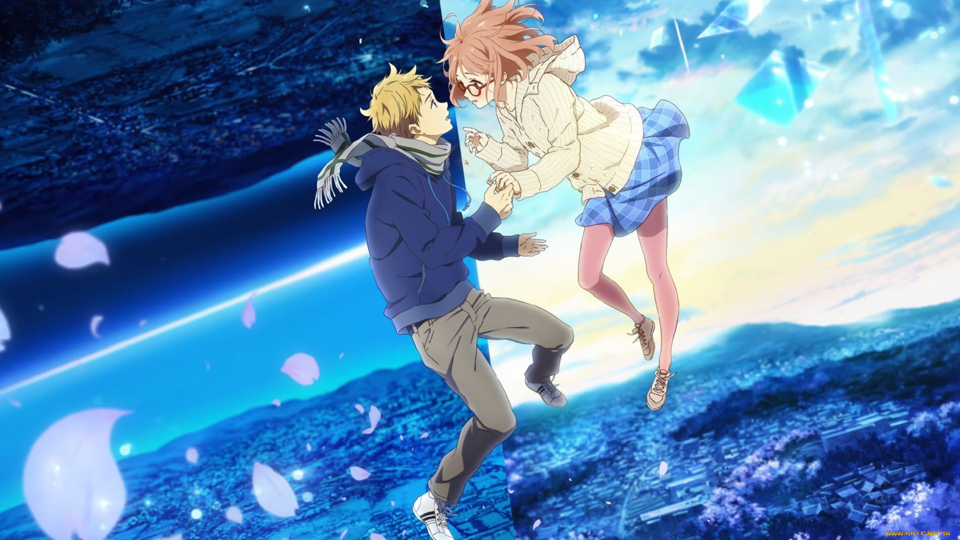 аниме, kyoukai, no, kanata, пара