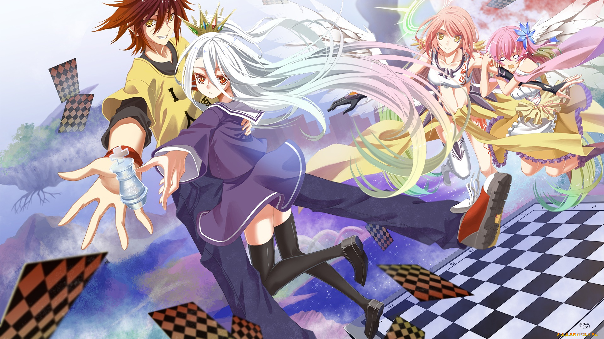 аниме, no, game, no, life, фон, взгляд, девушка