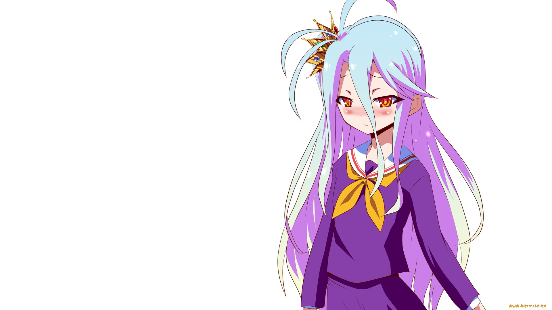 аниме, no, game, no, life, взгляд, девушка, фон