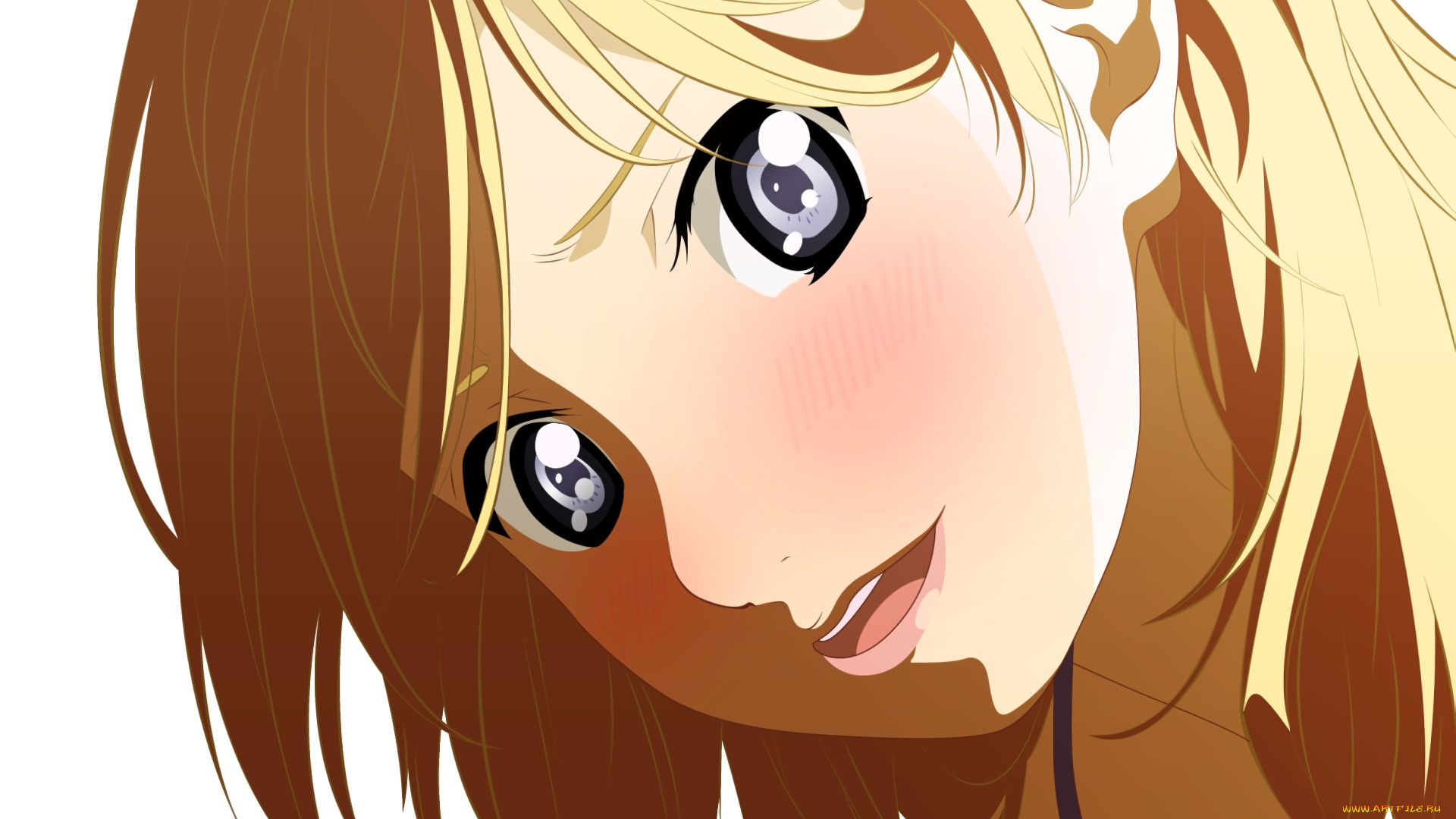 аниме, shigatsu, wa, kimi, no, uso, девушка, взгляд, фон