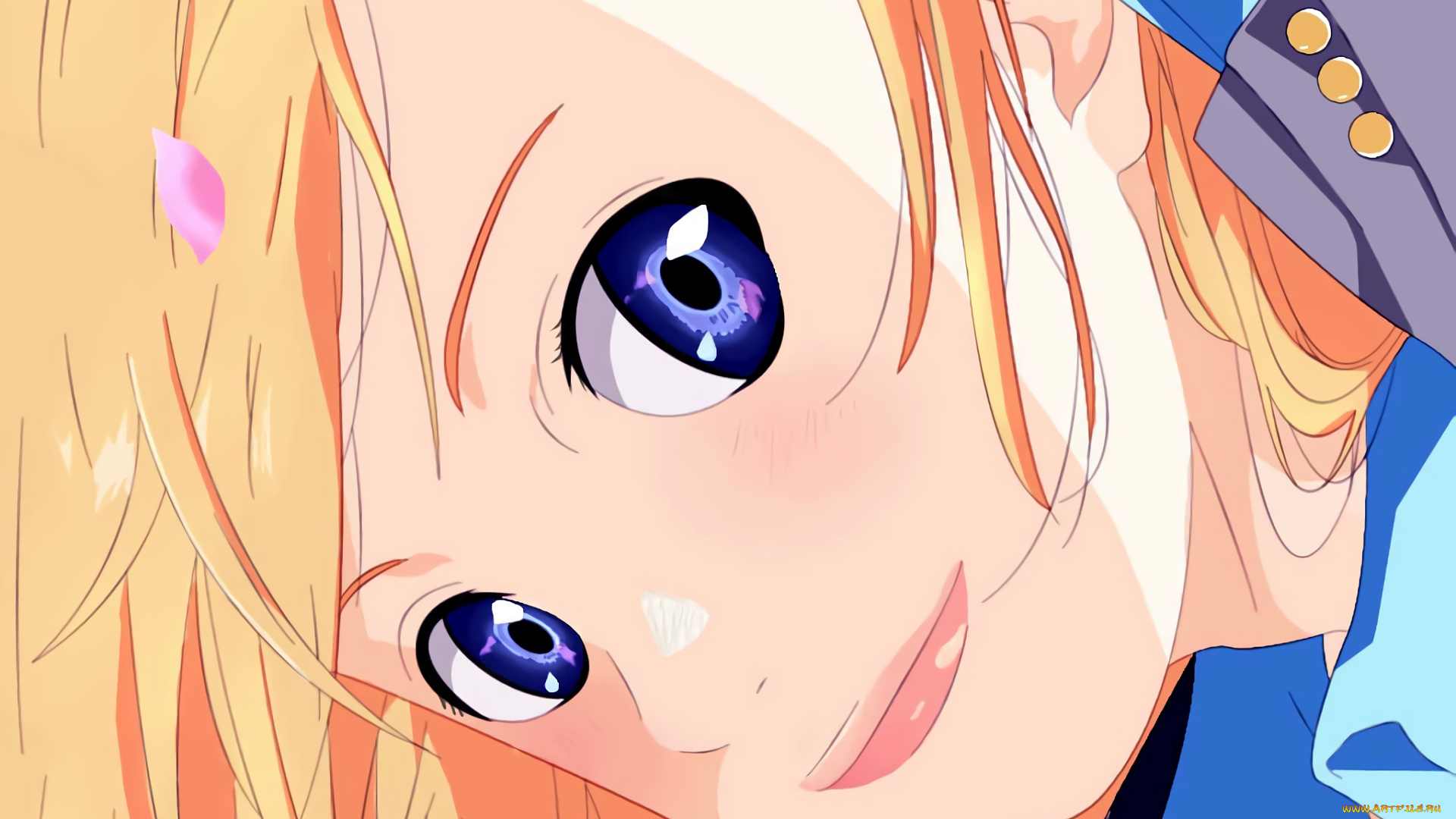 аниме, shigatsu, wa, kimi, no, uso, девушка, взгляд, фон