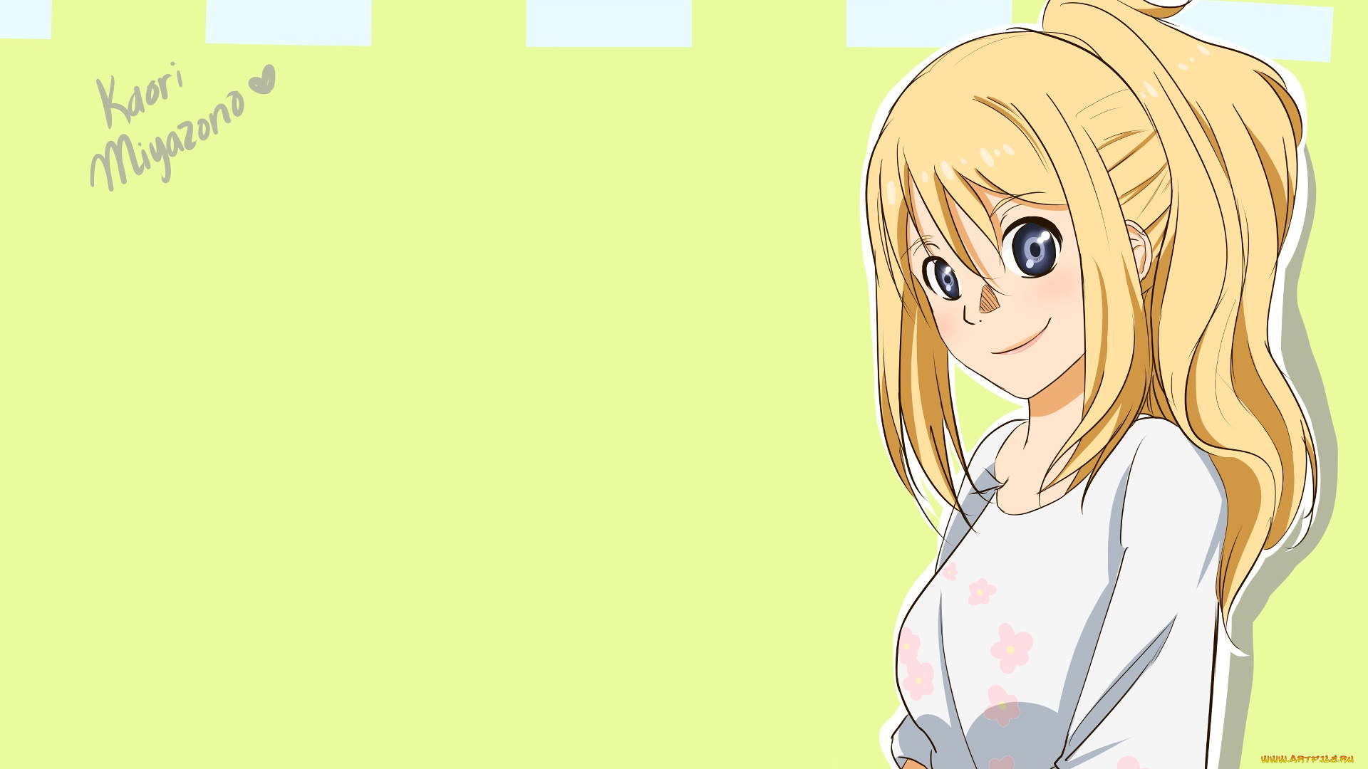 аниме, shigatsu, wa, kimi, no, uso, девушка, взгляд, фон