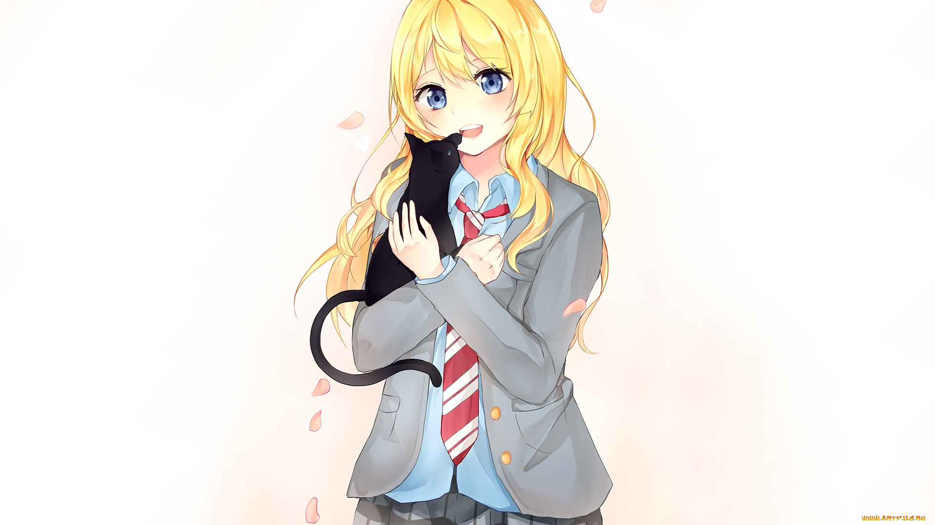 аниме, shigatsu, wa, kimi, no, uso, девушка, взгляд, фон