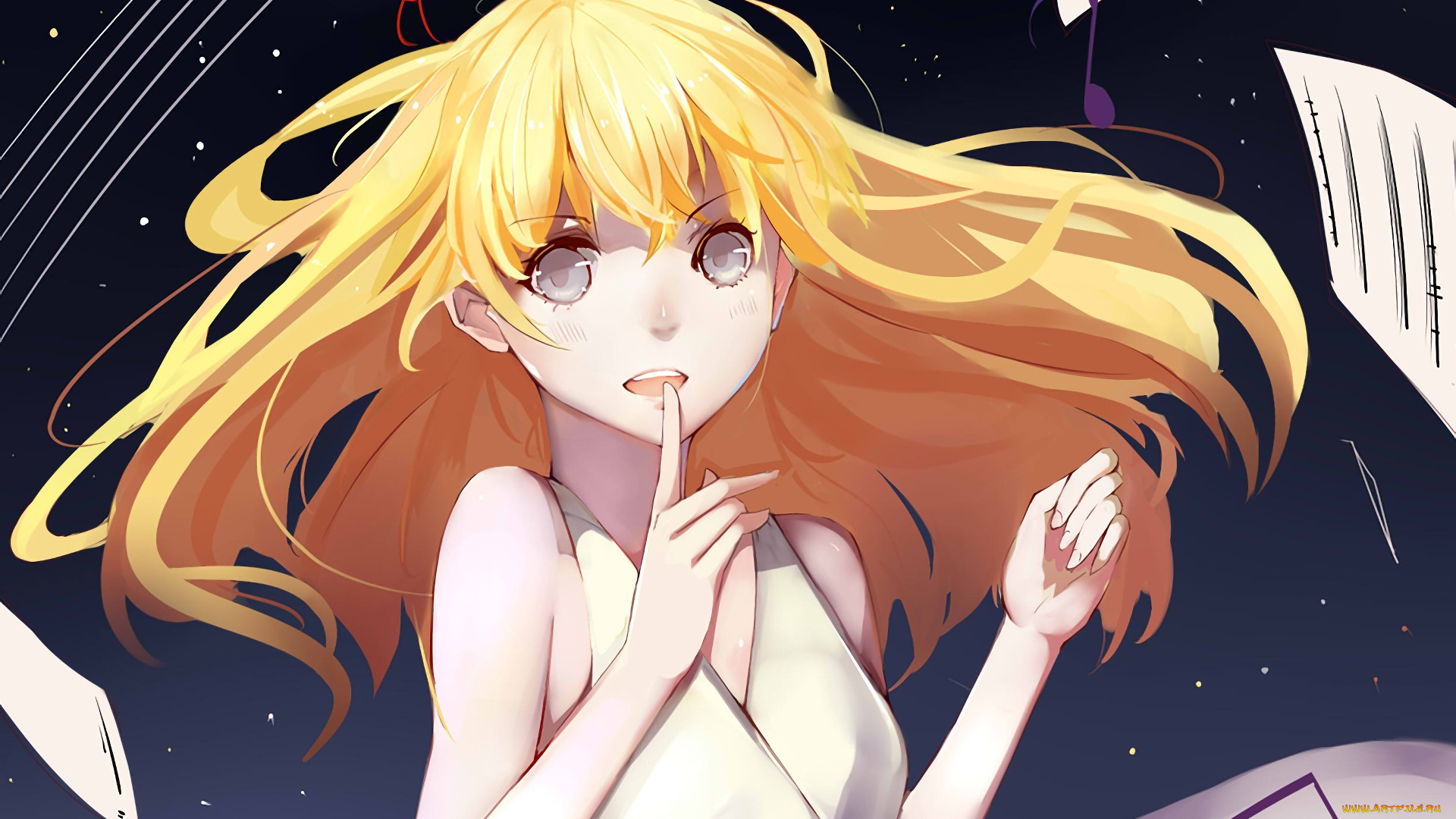 аниме, shigatsu, wa, kimi, no, uso, фон, взгляд, девушка