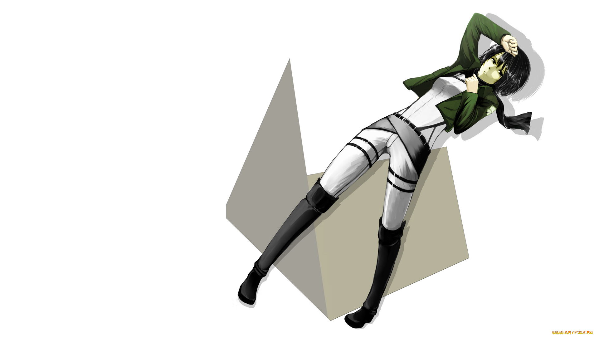 аниме, shingeki, no, kyojin, девушка, взгляд, фон