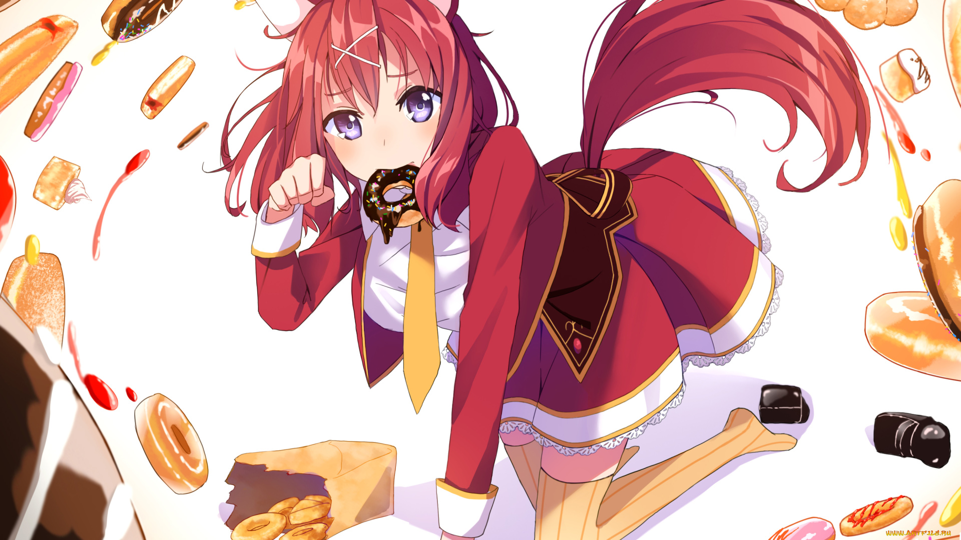 аниме, животные, , существа, фон, взгляд, девушка