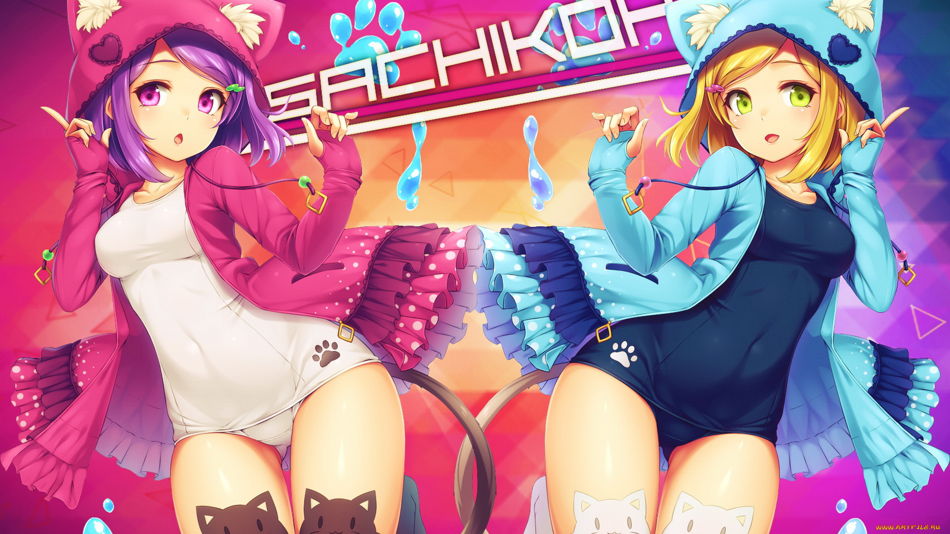 аниме, животные, , существа, фон, взгляд, девушки