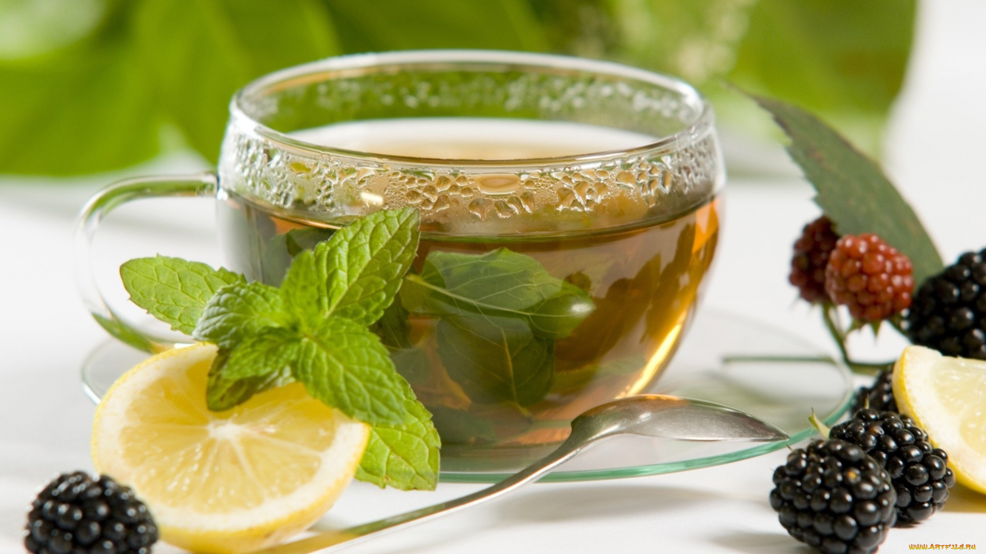 еда, напитки, , Чай, ежевика, лимон, чай, мята