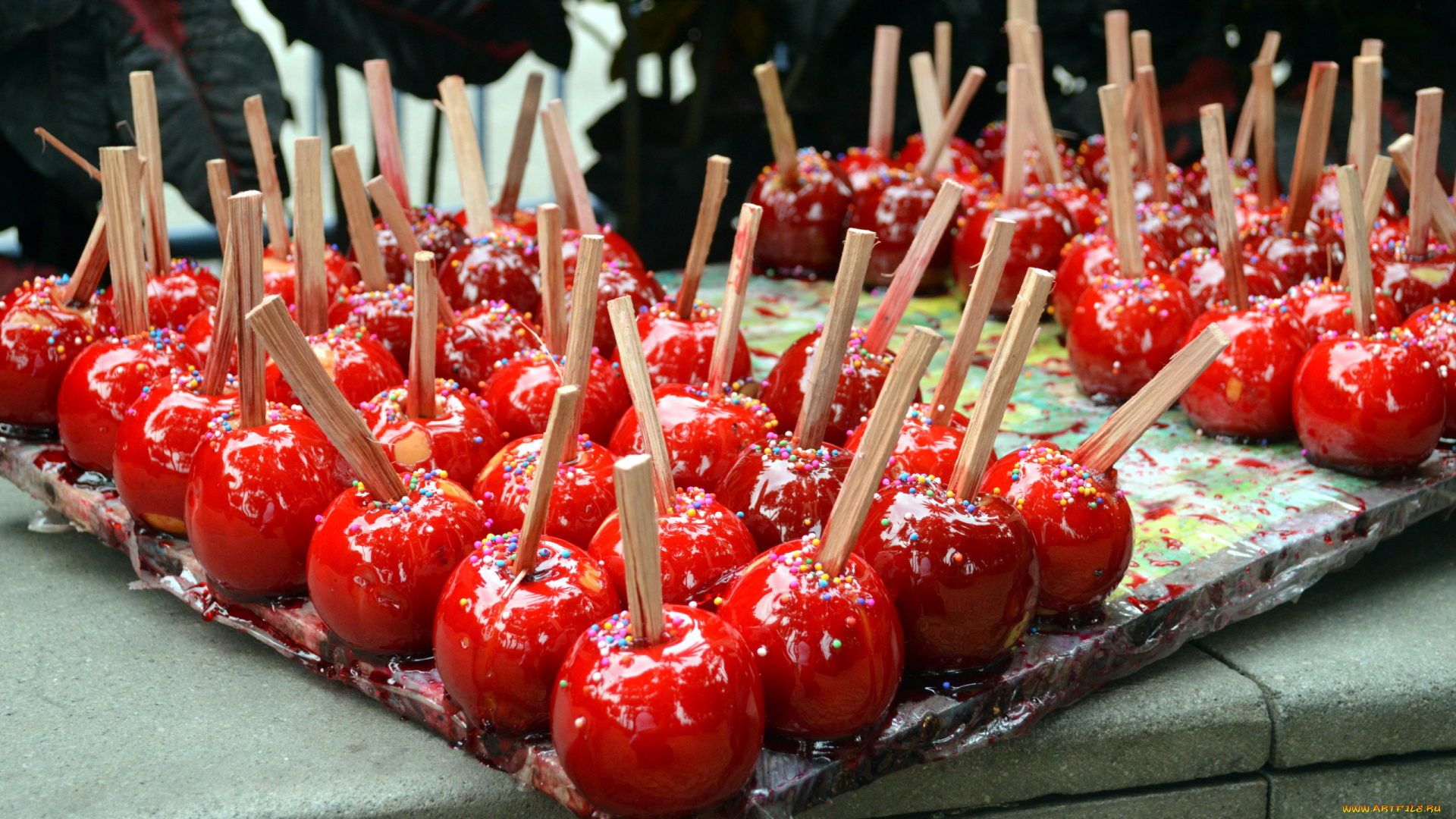 еда, Яблоки, лакомство, яблоки, глазированные, десерт