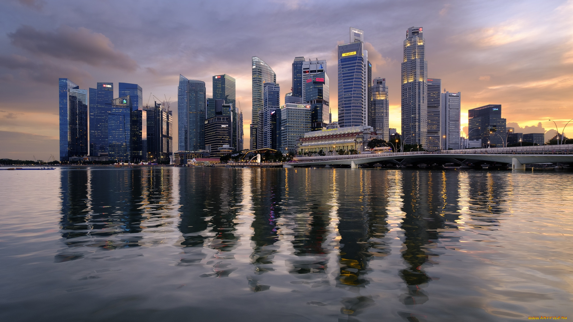 города, сингапур, , сингапур, небоскребы, панорама