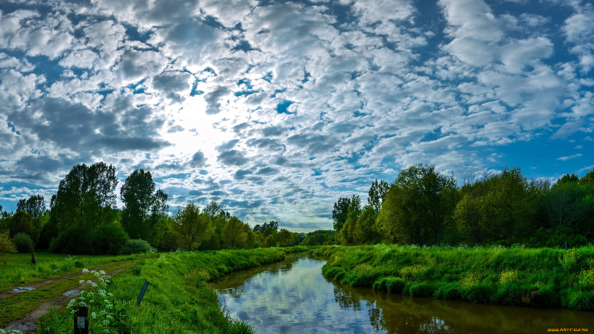 природа, реки, озера, облака, речка