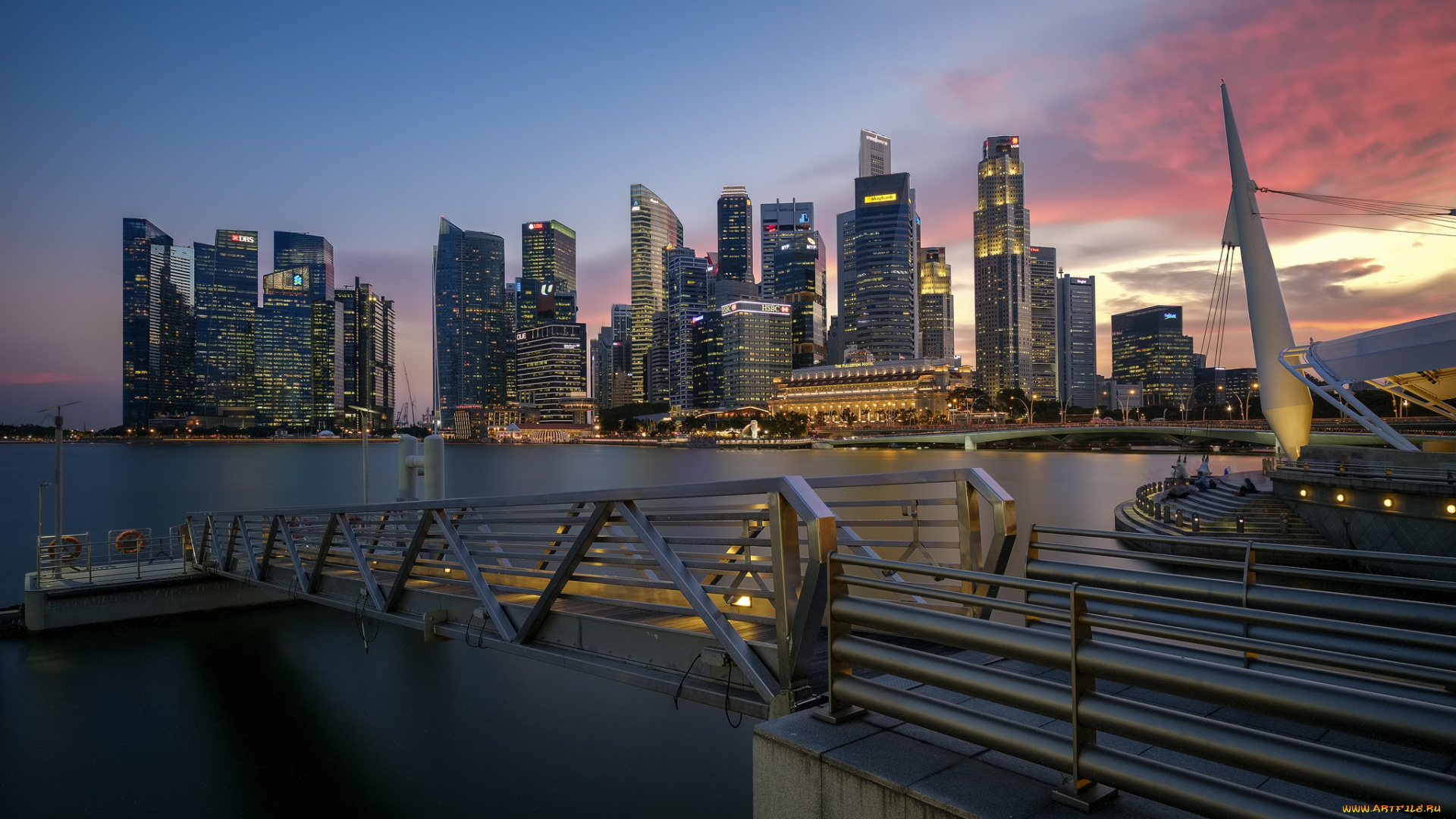 singapore, city, sunset, города, сингапур, , сингапур, небоскребы, панорама
