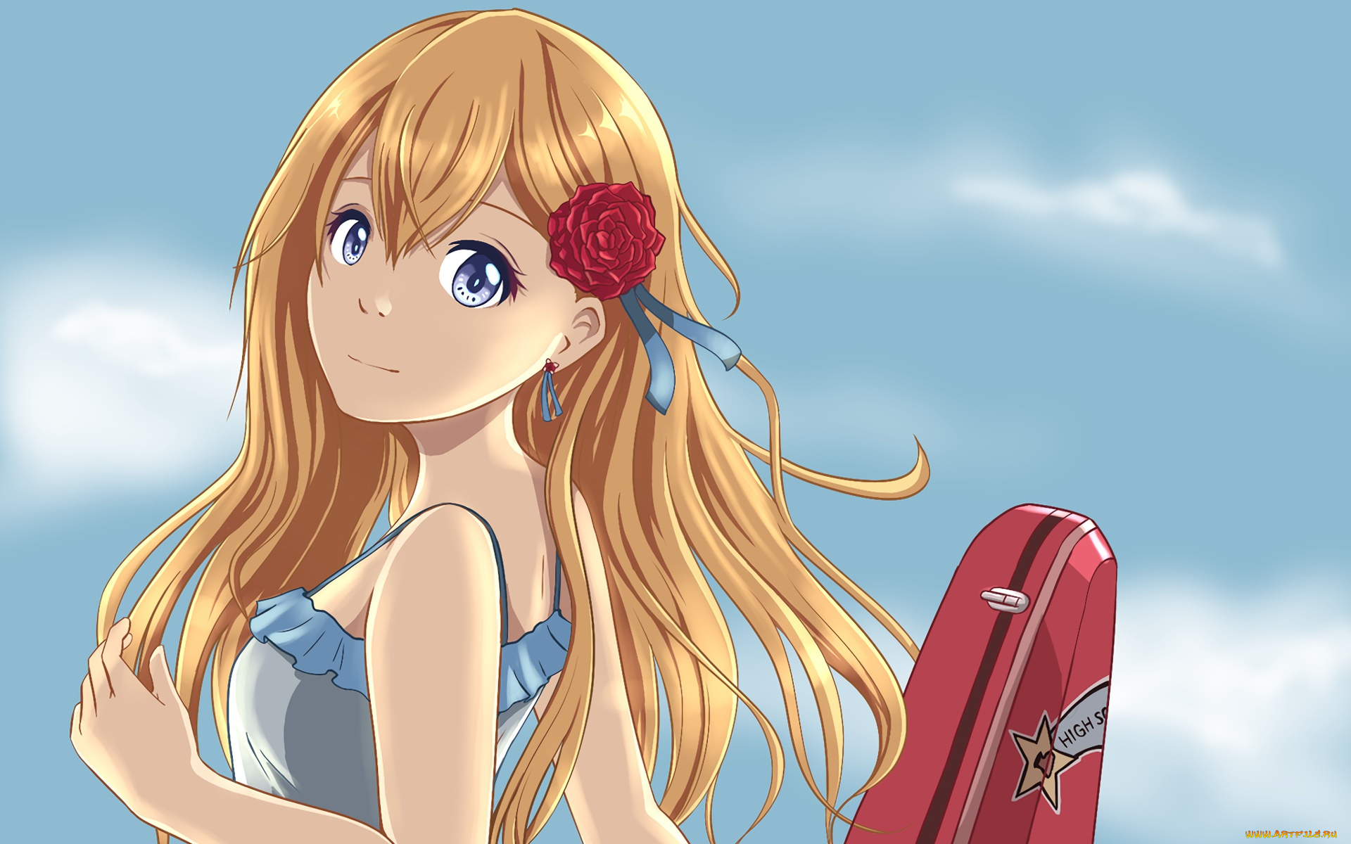 аниме, shigatsu, wa, kimi, no, uso, фон, взгляд, девушка