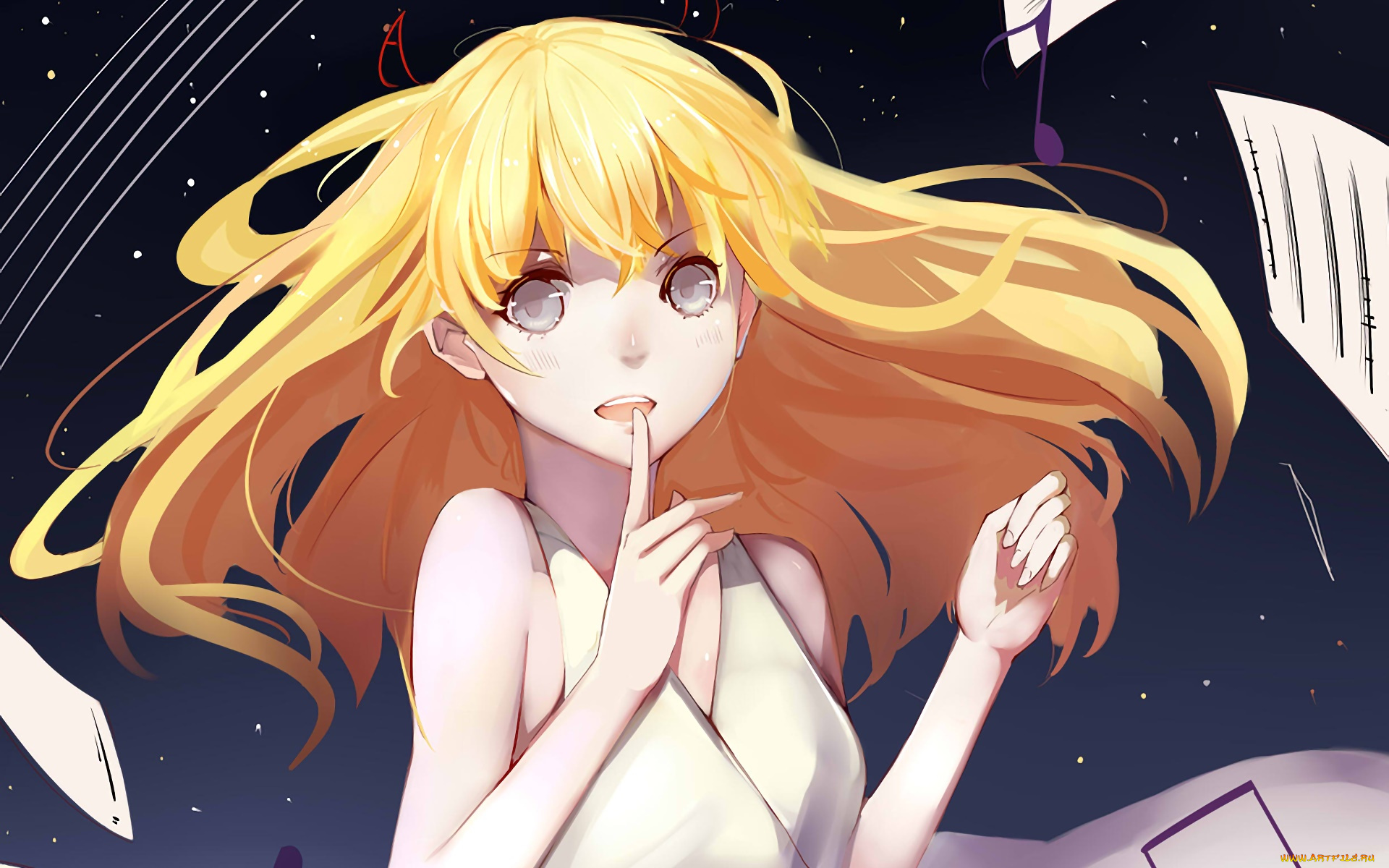 аниме, shigatsu, wa, kimi, no, uso, фон, взгляд, девушка