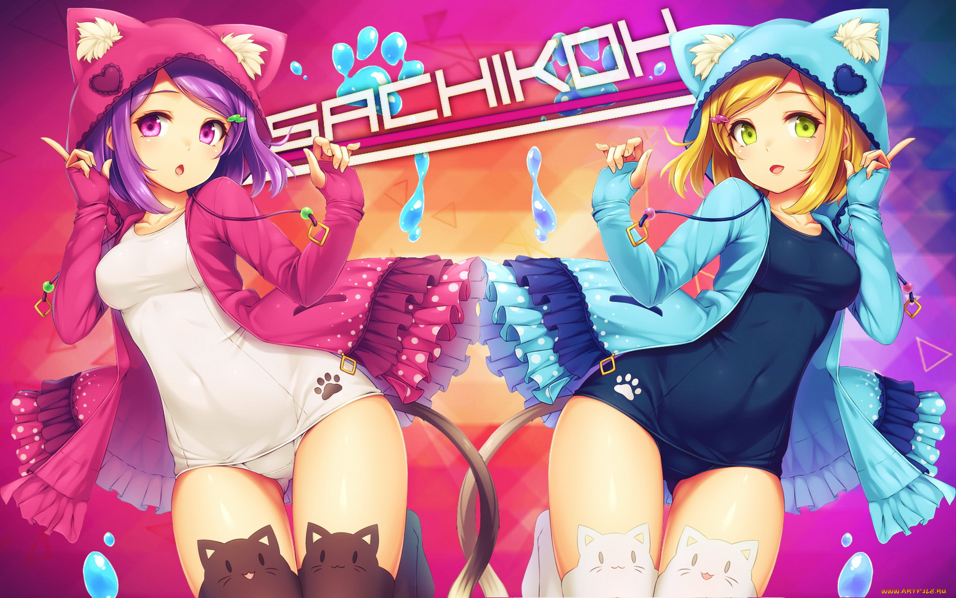 аниме, животные, , существа, фон, взгляд, девушки