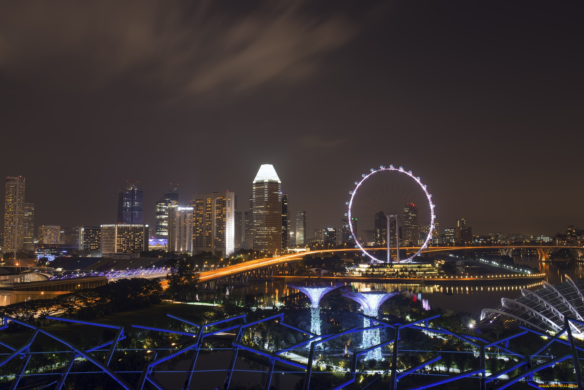 singapore, flyer, города, сингапур, , сингапур, огни, ночь